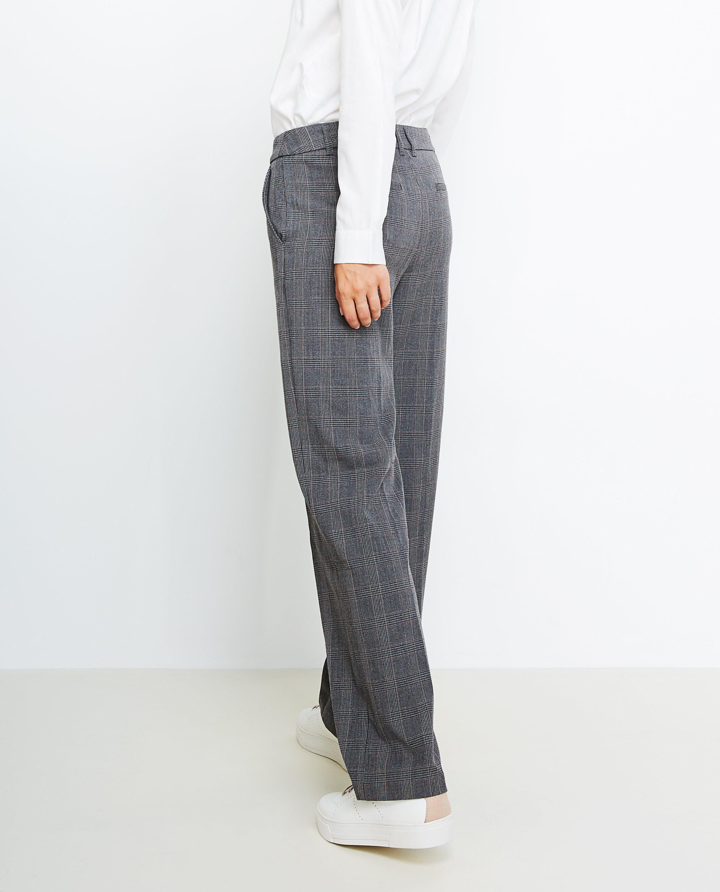 Broeken - Grijze geruite broek