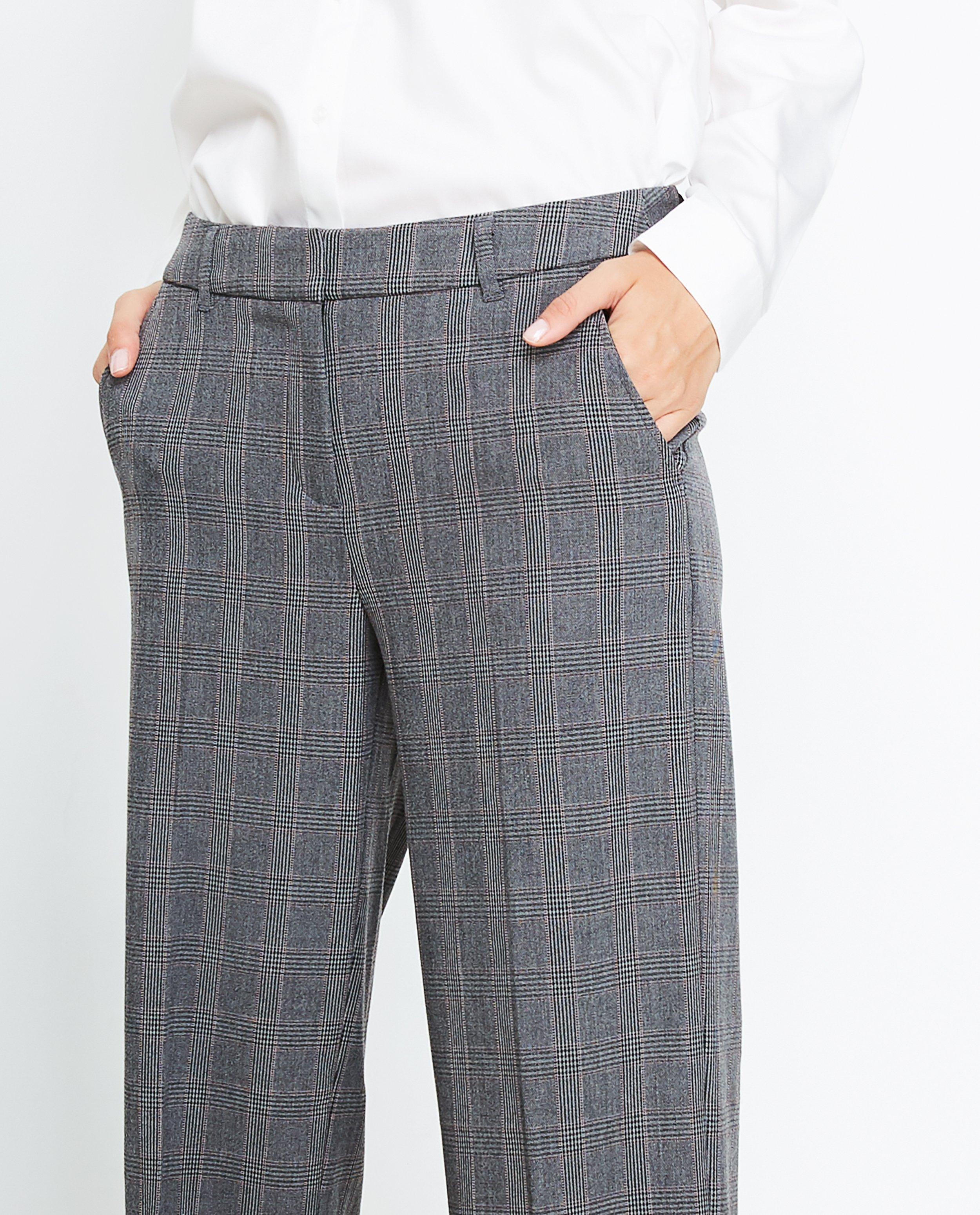 Broeken - Grijze geruite broek