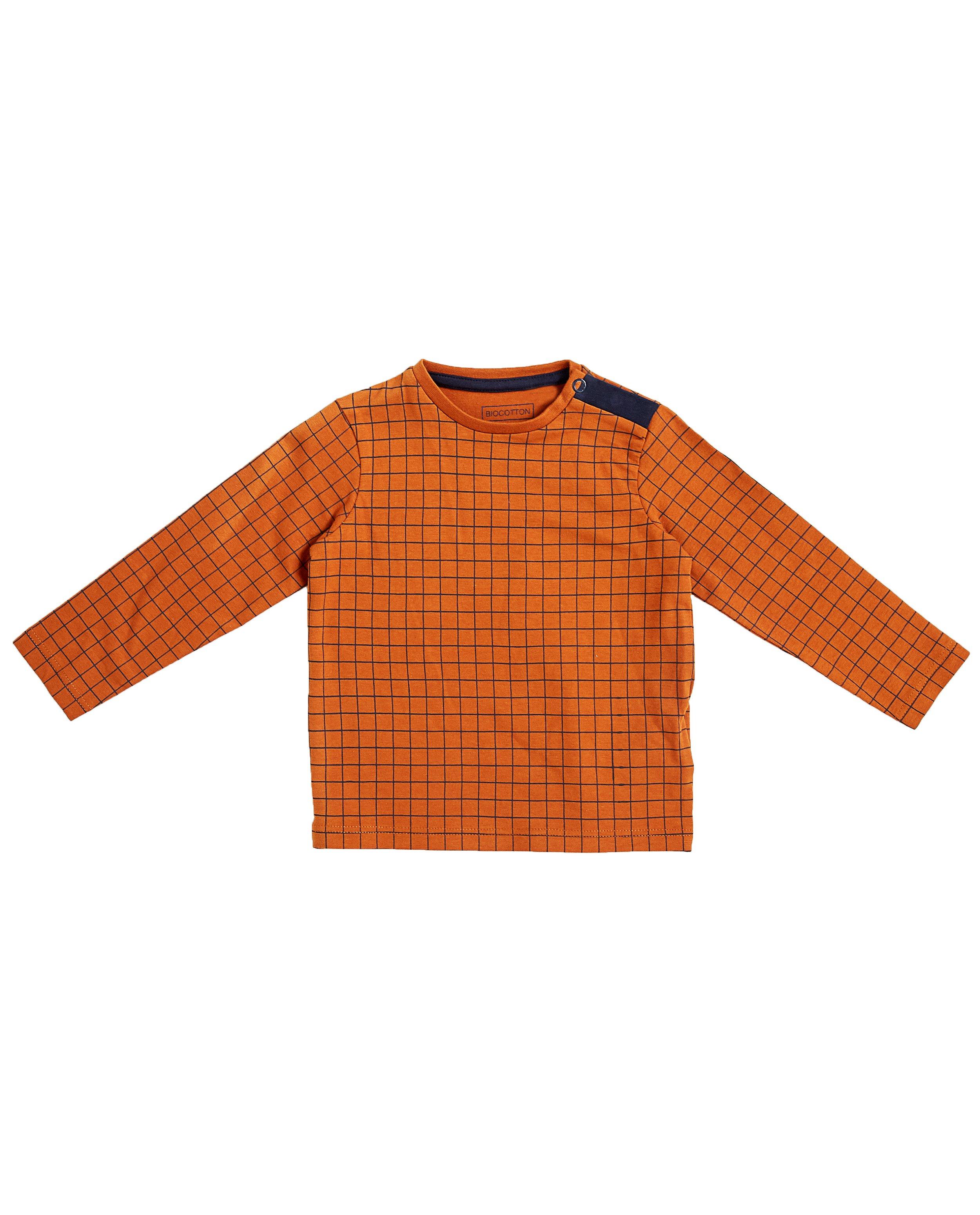 Geruite longsleeve - in roestbruin - JBC