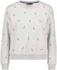 Lichtgrijze sweater - met geborduurde print - Groggy