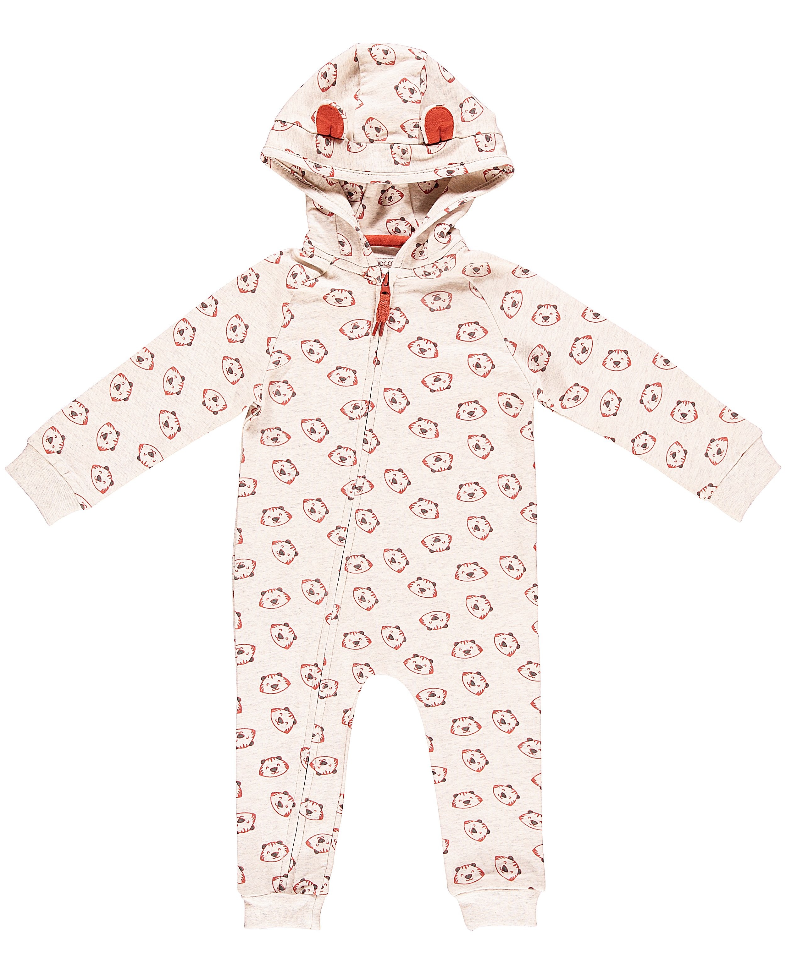 Lichtgrijs babypak - met tijgerprint - Newborn 50-68