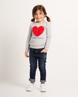 Sweater met fluffy hart - in gemêleerd lichtgrijs - JBC
