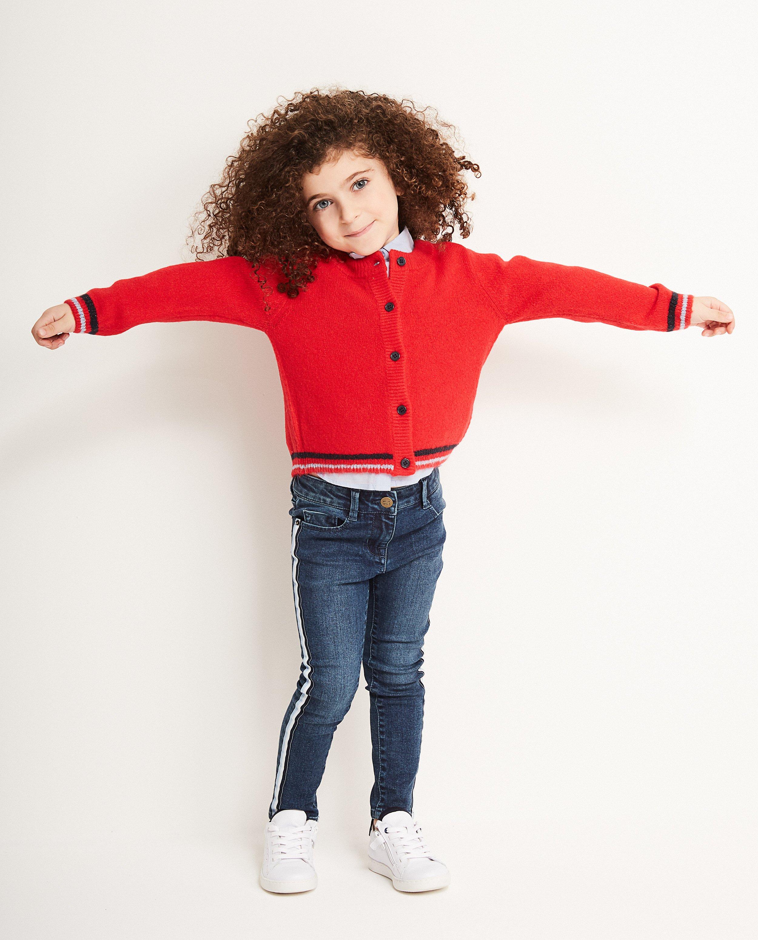 Rood gebreid vest - met metaaldraad - JBC