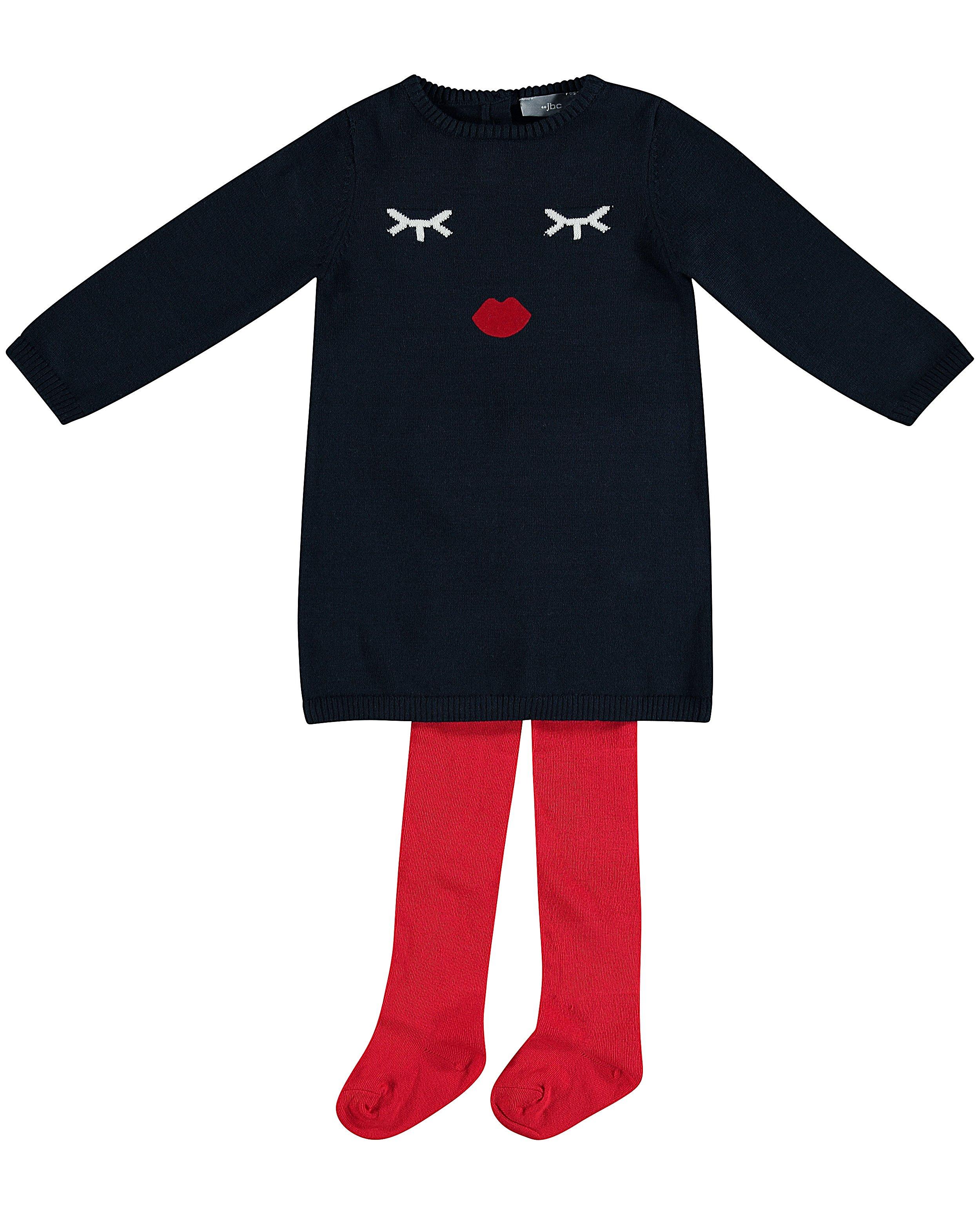 Ensemble robe et collant - bleu nuit et rouge - JBC
