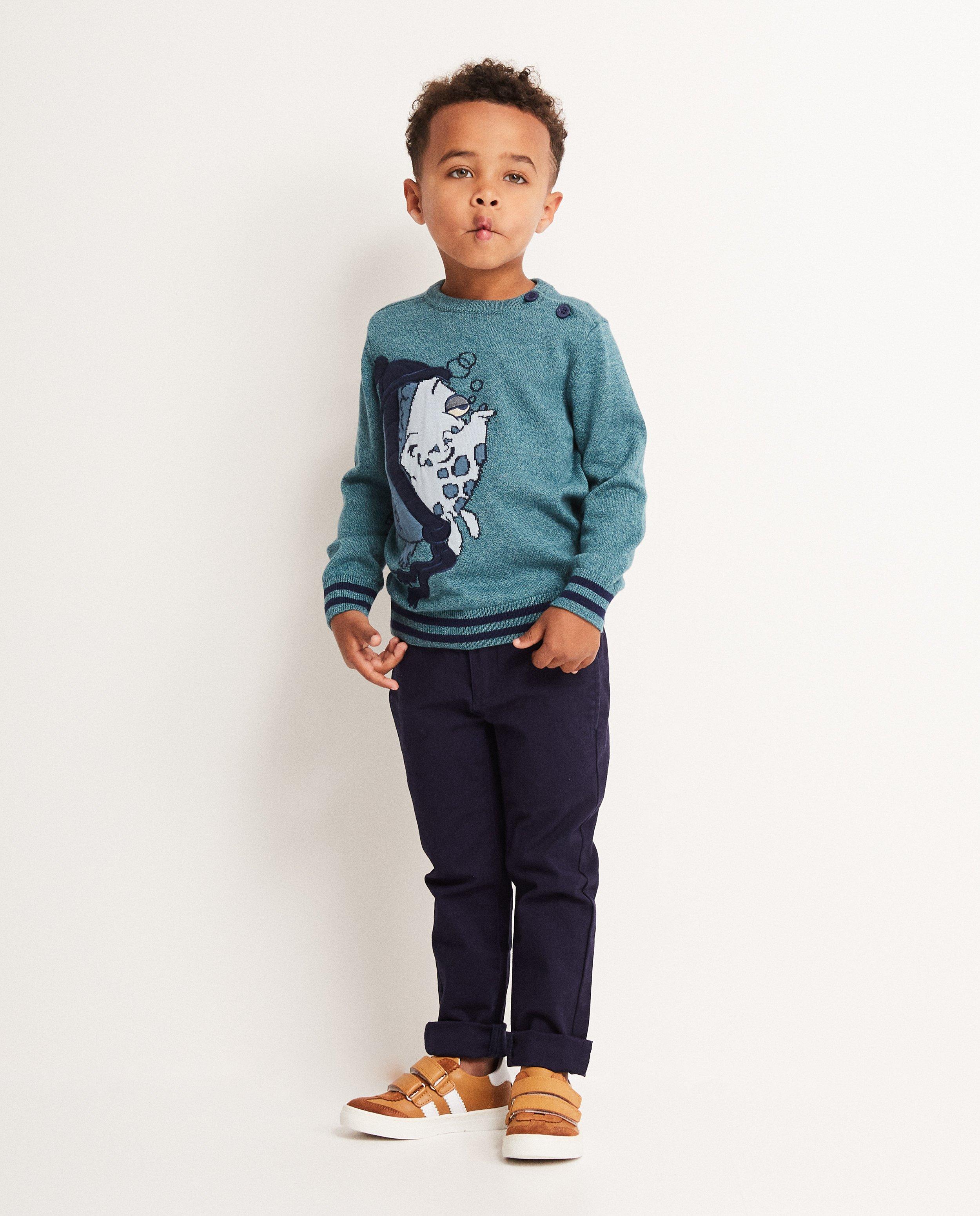 Pull vert bleu - petits boutons, Pat le Pirate - Pat le Pirate