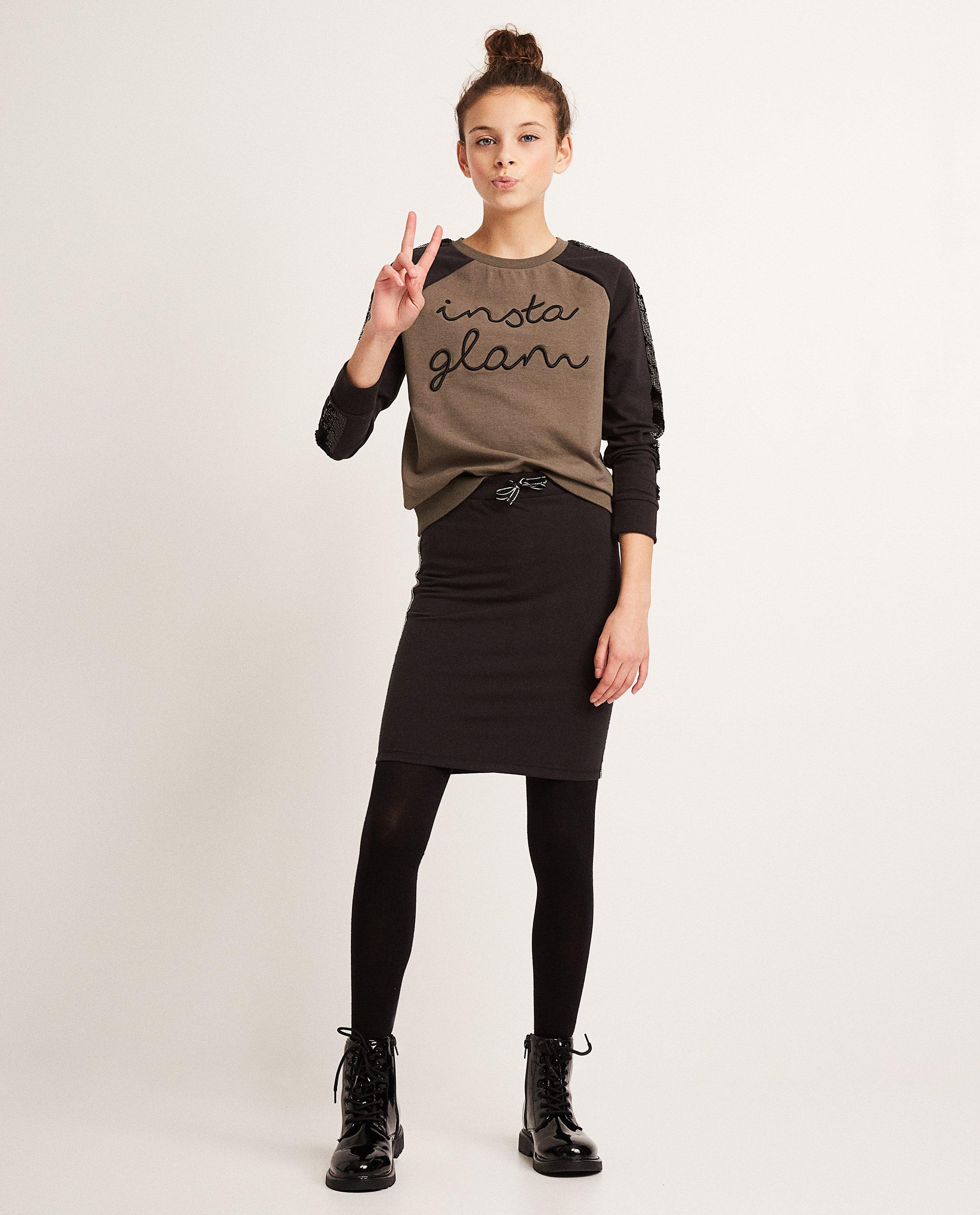 Zwarte sweatrok - met glitterstrook - Groggy