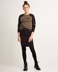 Kaki sweater - met opschrift en pailletten - Groggy