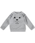 Lichtgrijze sweater - met hondenprint - Newborn 50-68