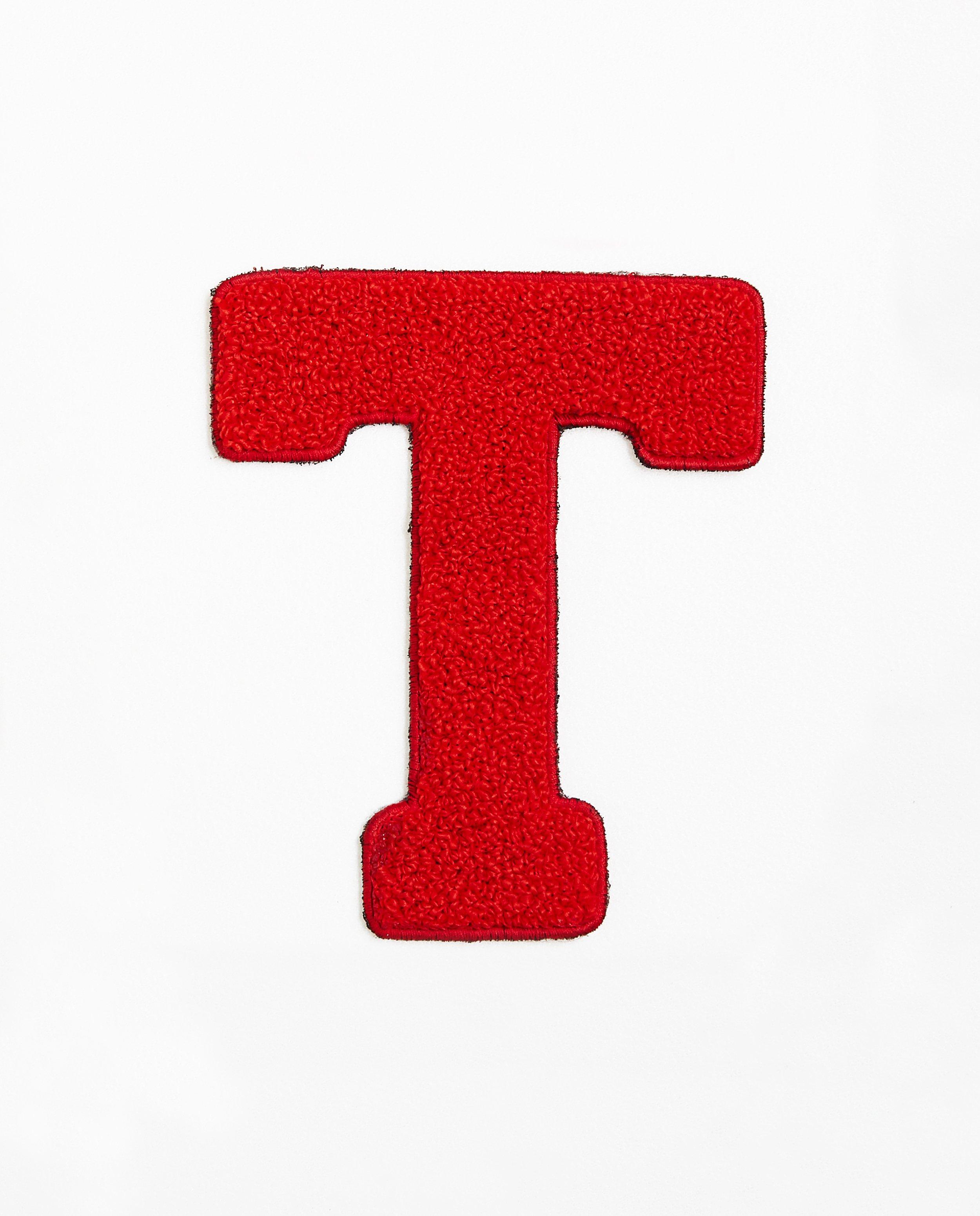 Lettre T rouge - grande - en fil bouclette rouge - JBC