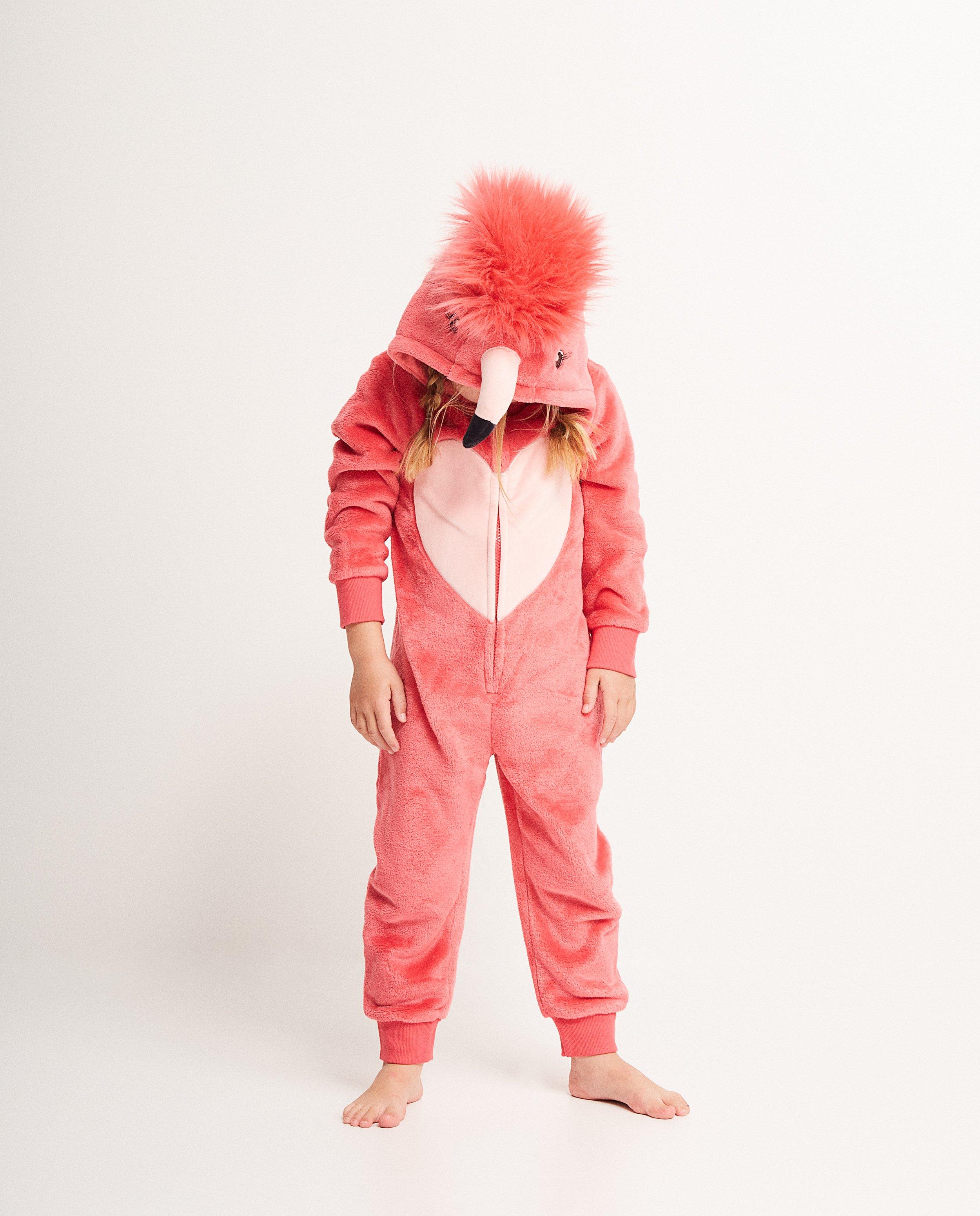Onesie flamingo, 2-7 jaar - met fluffy kap - JBC