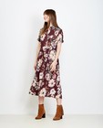 Bordeauxrode maxi-jurk - met florale print - JBC