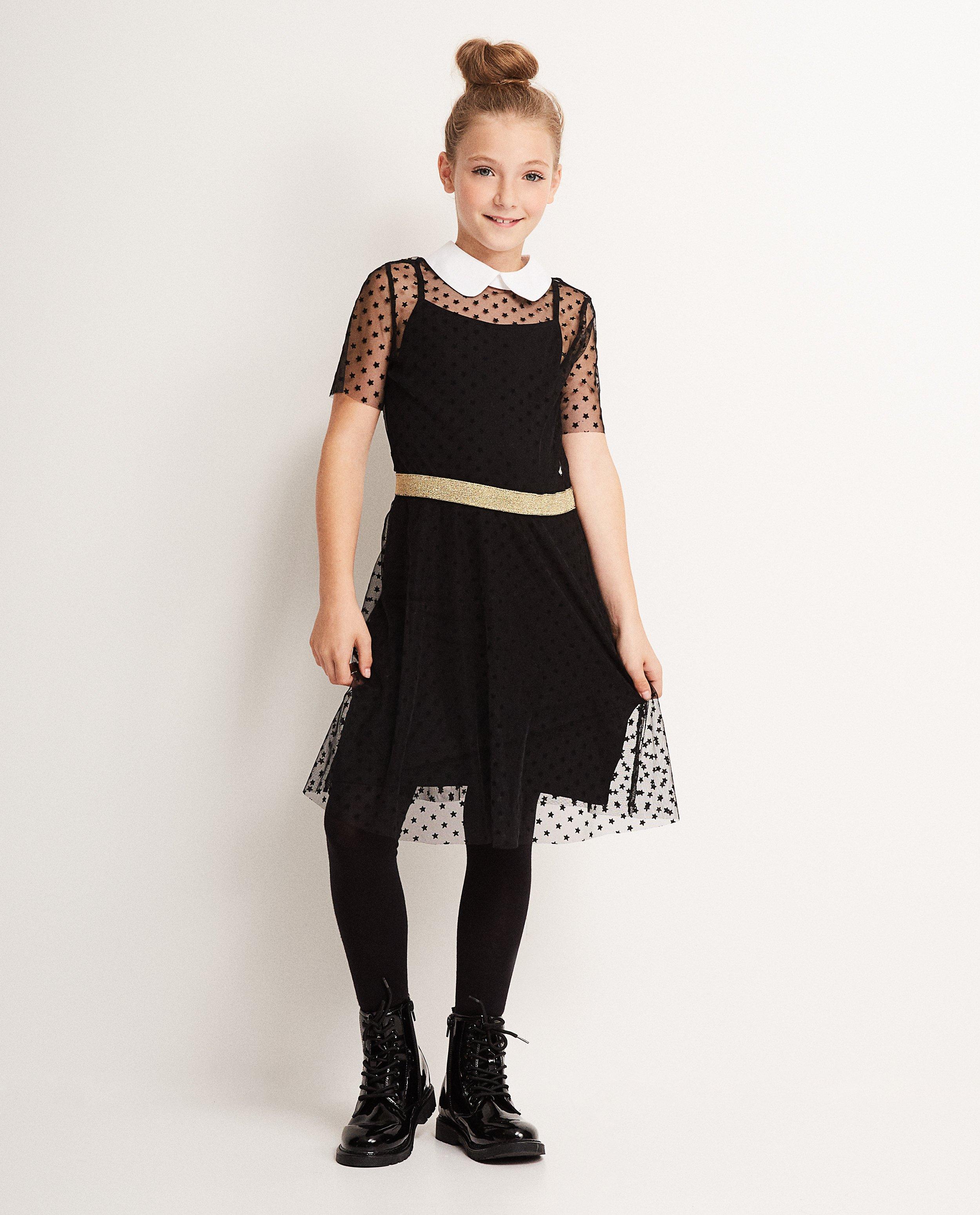 Robe noire en tulle - avec un petit col, Ketnet - Ketnet
