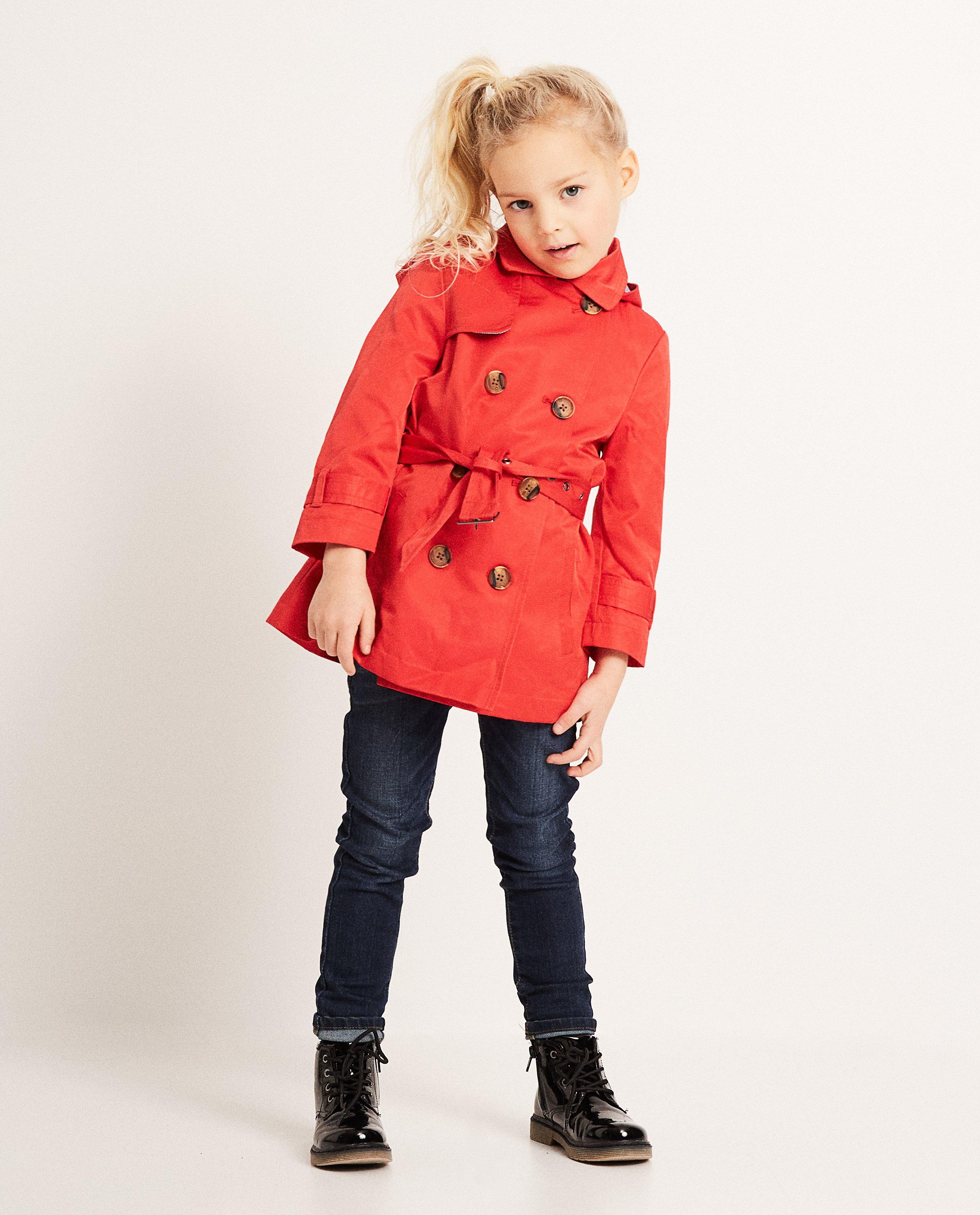 Rode trenchcoat met kap - en riem - JBC