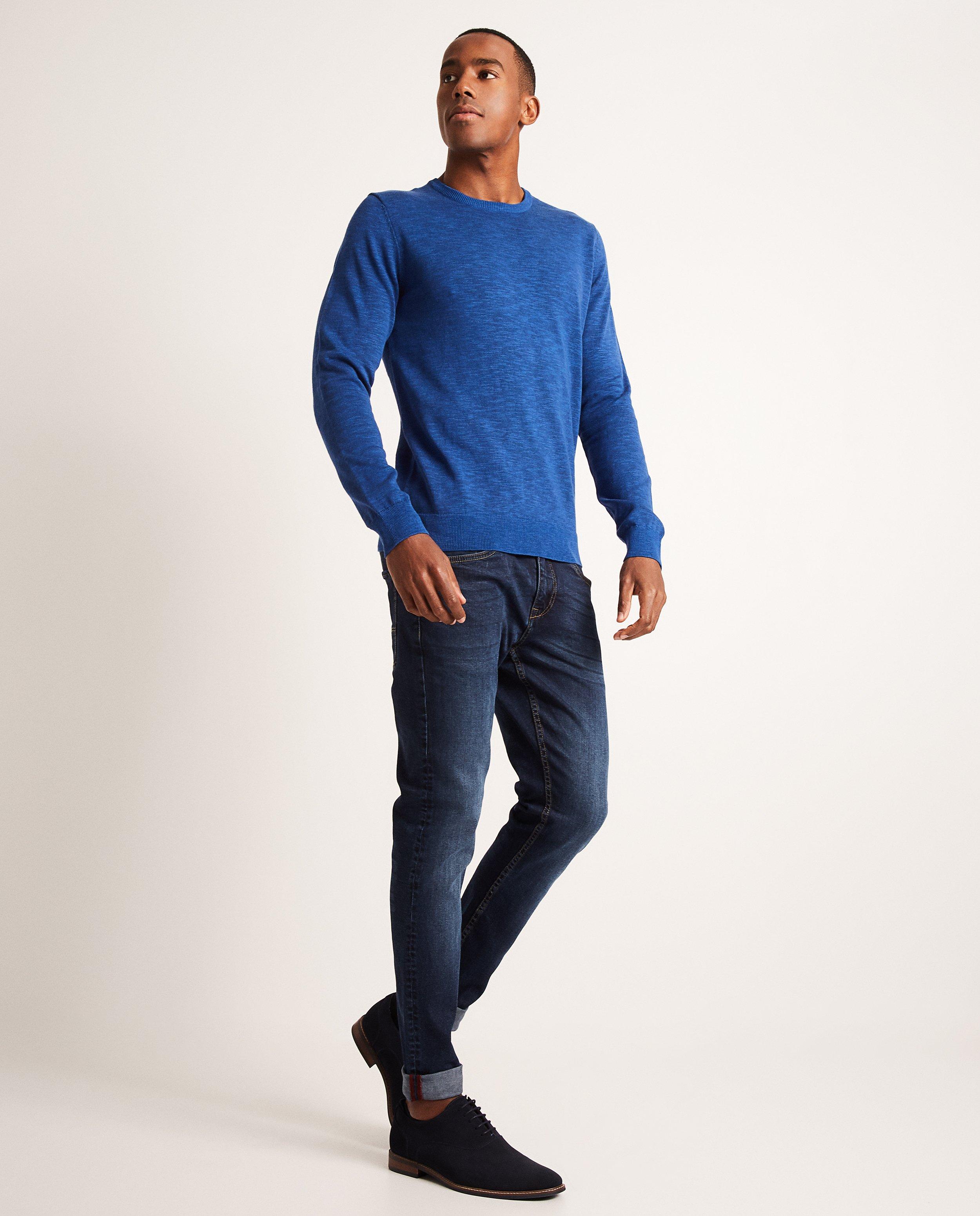 Blauwe gemêleerde trui - slim fit - JBC