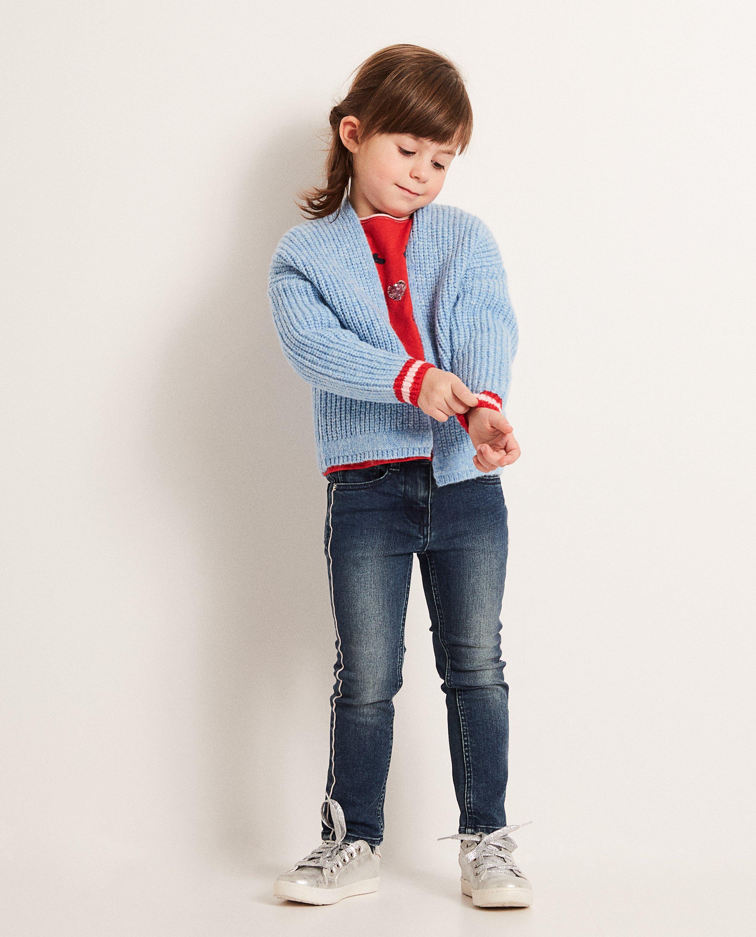 Gilet bleu clair en laine m&eacute;lang&eacute;e - D&eacute;tails du produit - bleu clair - image num&eacute;ro 1