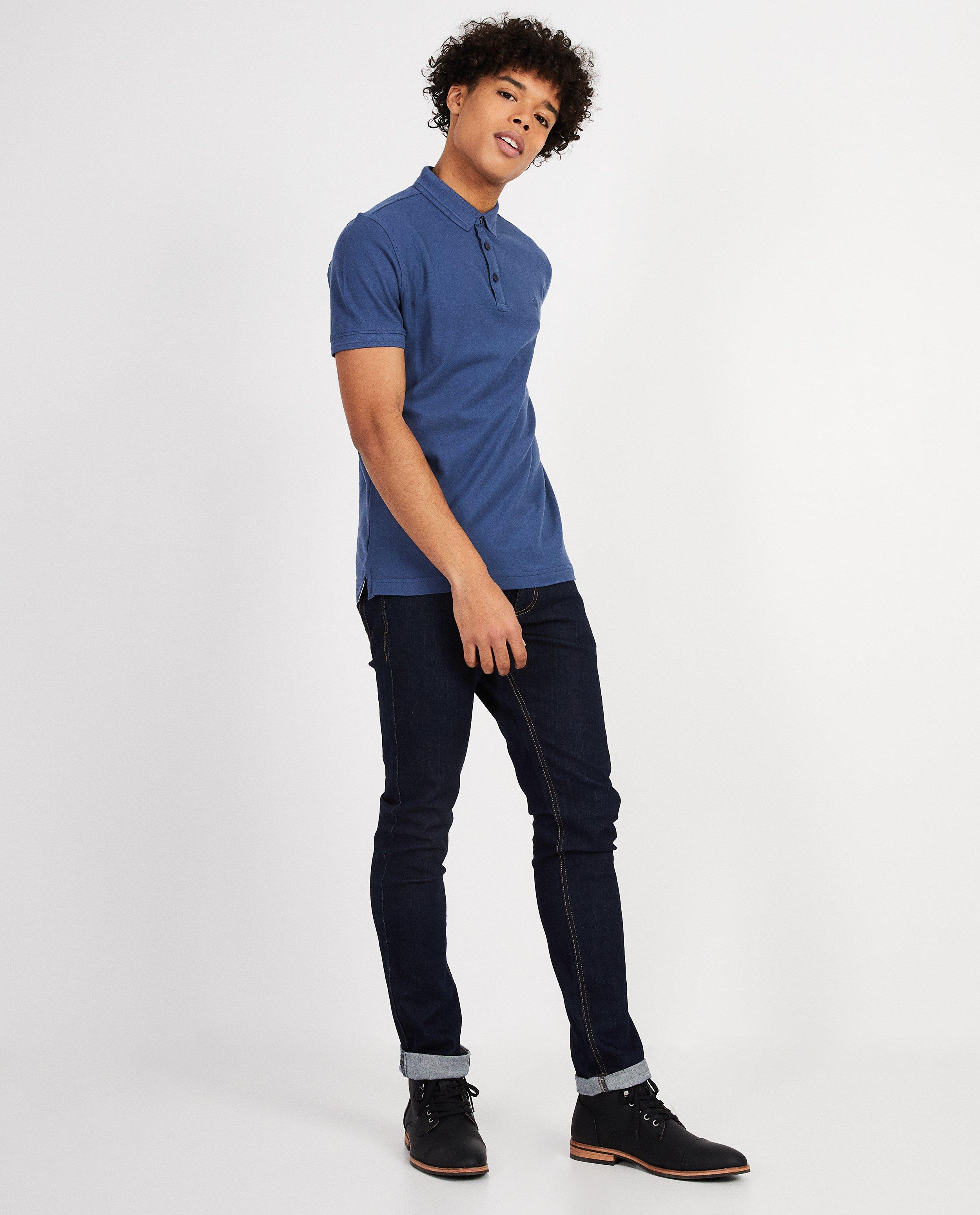 Polo met slim fit  - In donkerblauw - JBC