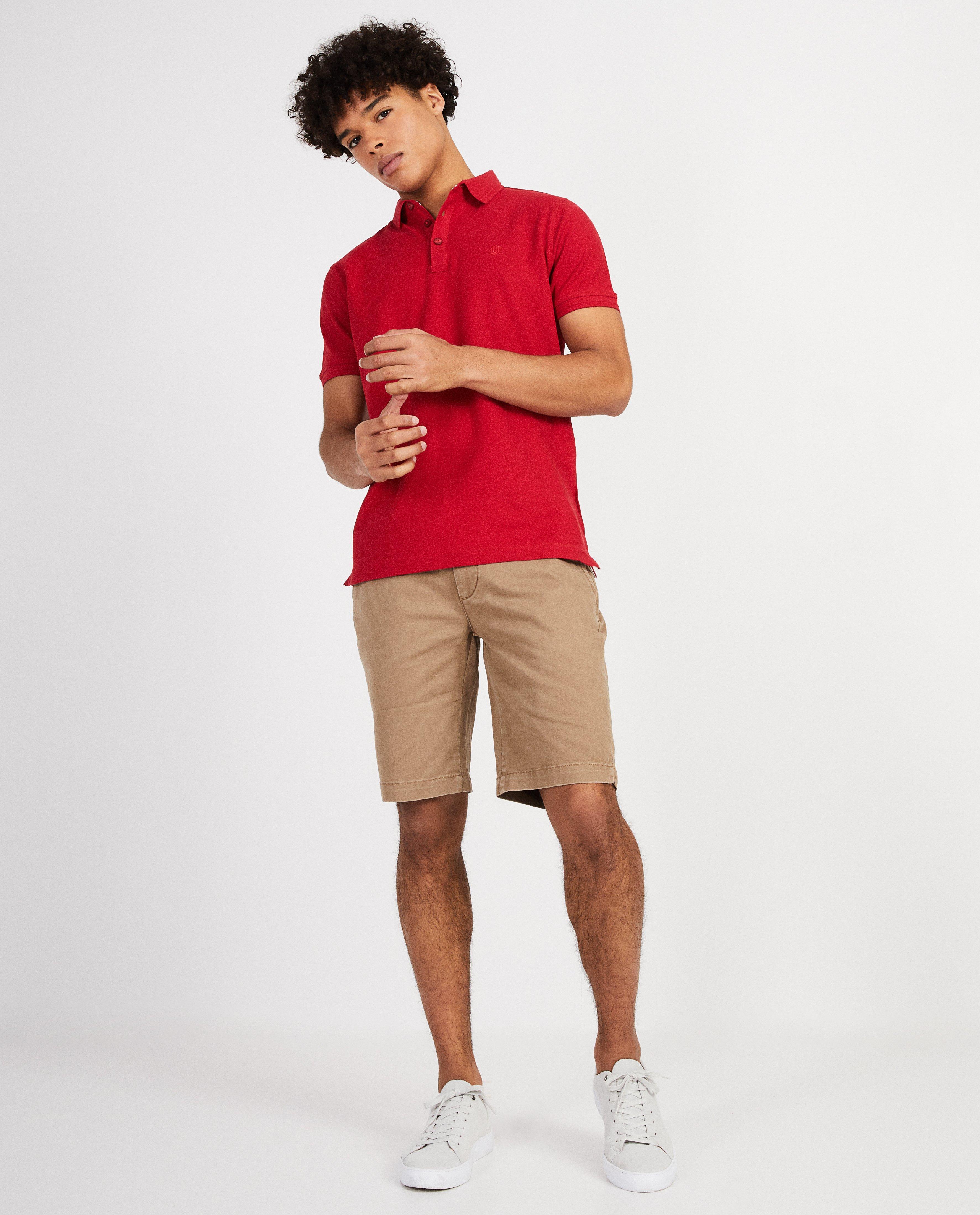 Polo met slim fit  - In rood - JBC