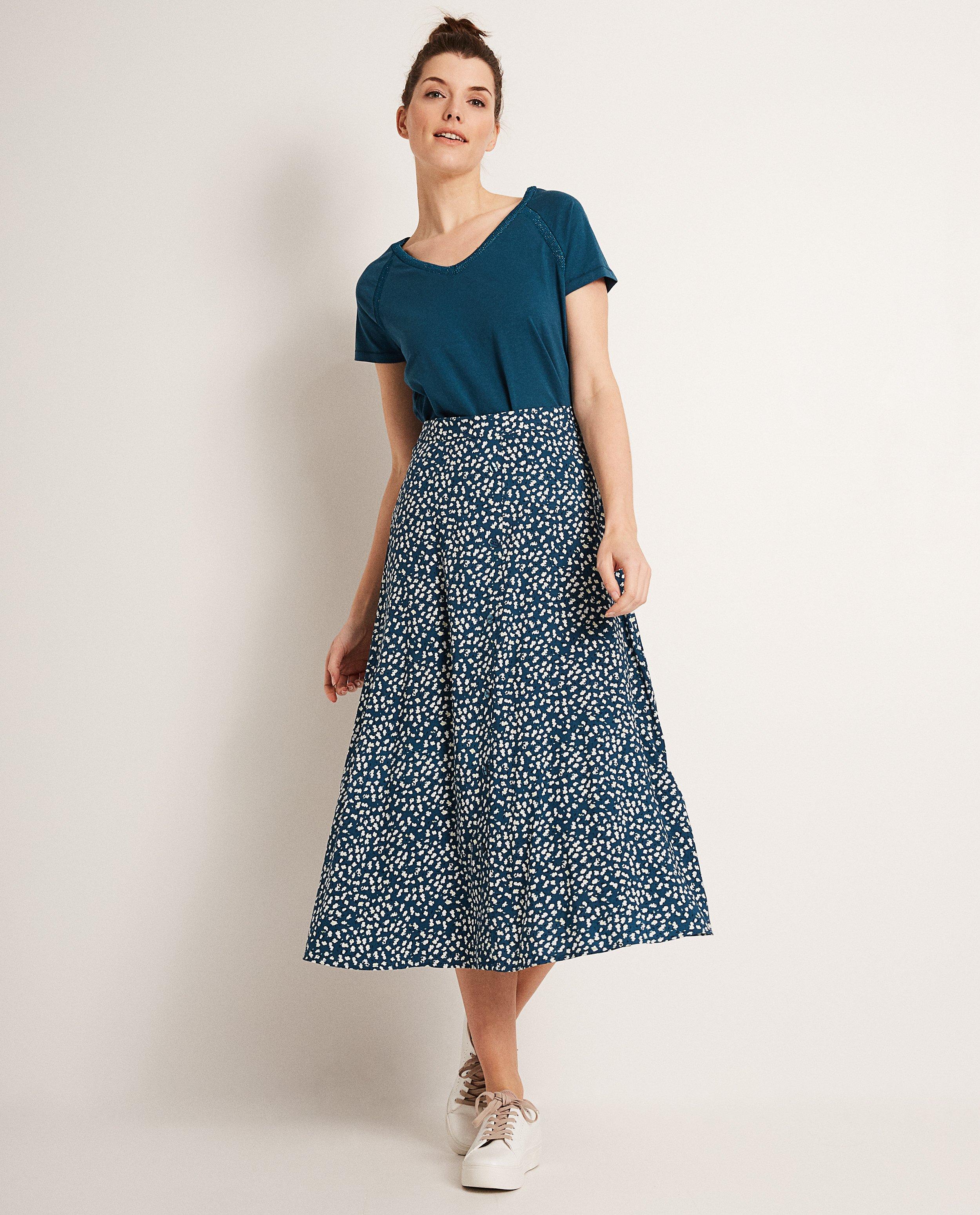 Jupe maxi en viscose - imprimé floral, coupe ample - JBC
