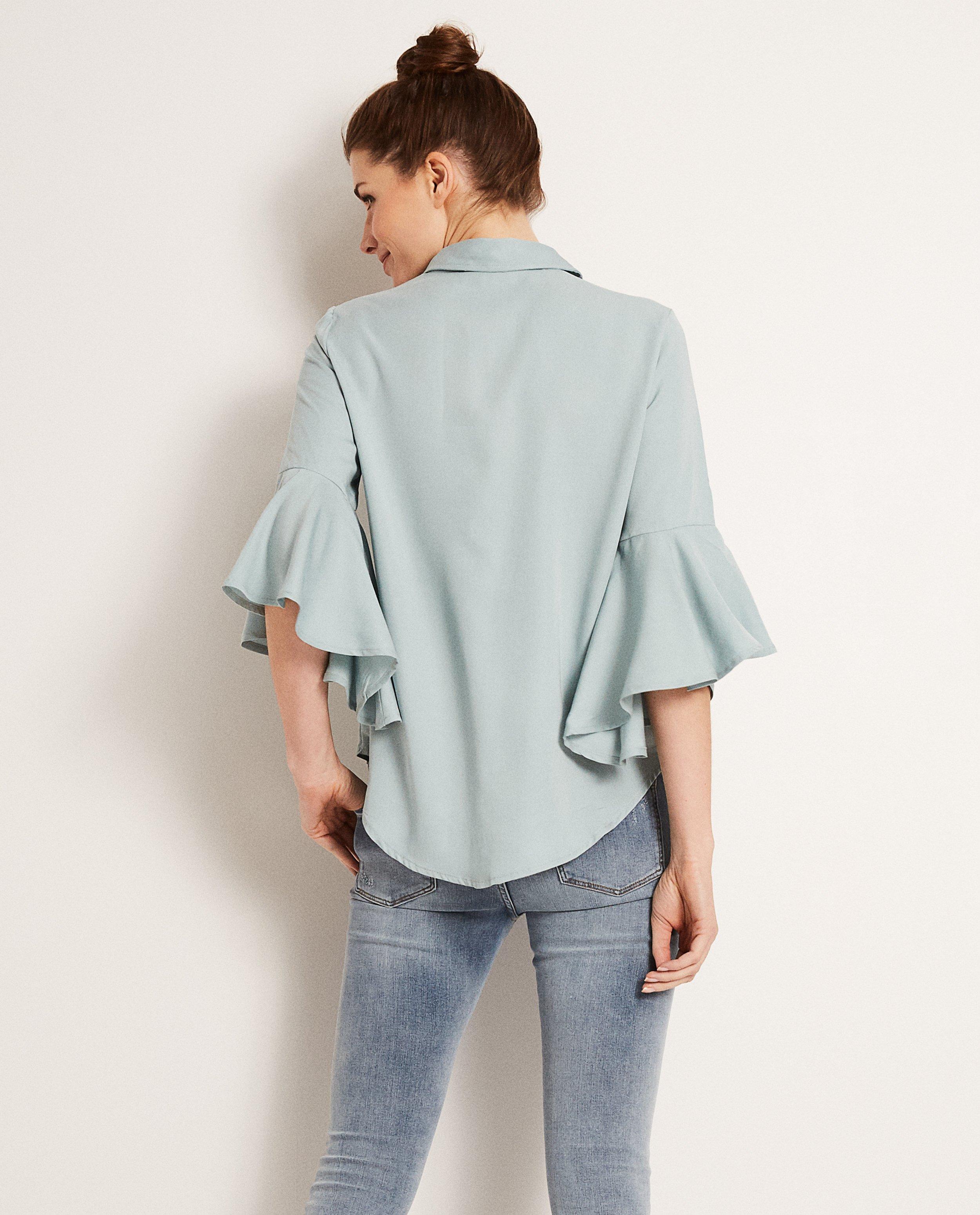 Viscose blouse met trompetmouwen - Product Detail - grijs - afbeelding nummer 3