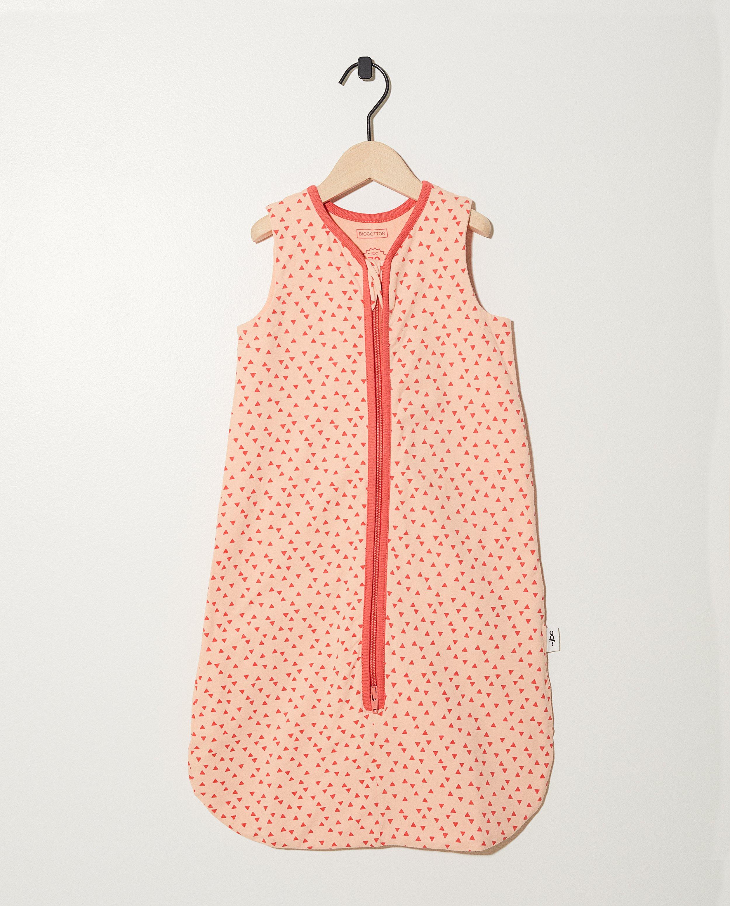Roze slaapzak van biokatoen - met allover print - Newborn 50-68