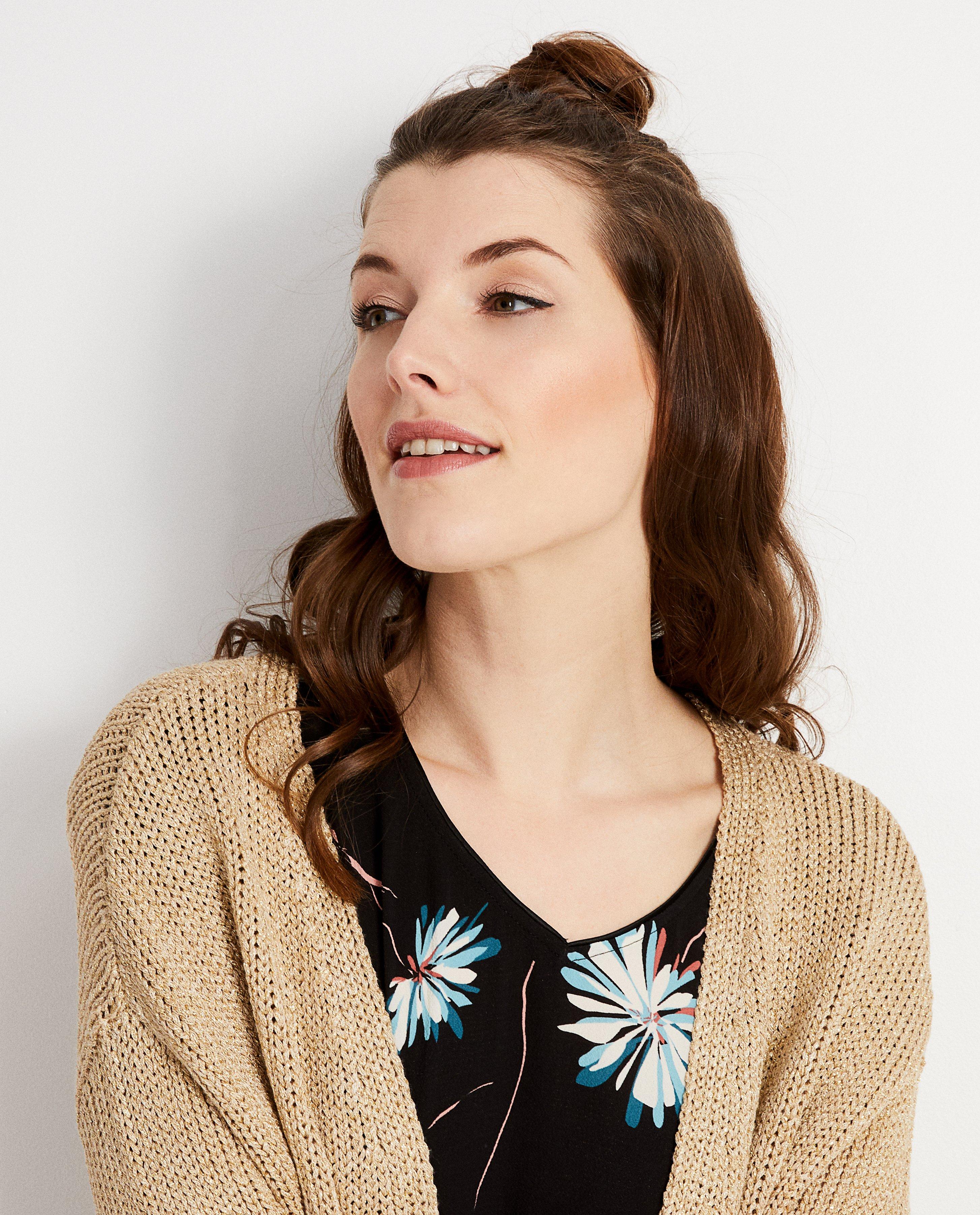 Cardigans - Gebreid vest met metaaldraad 
