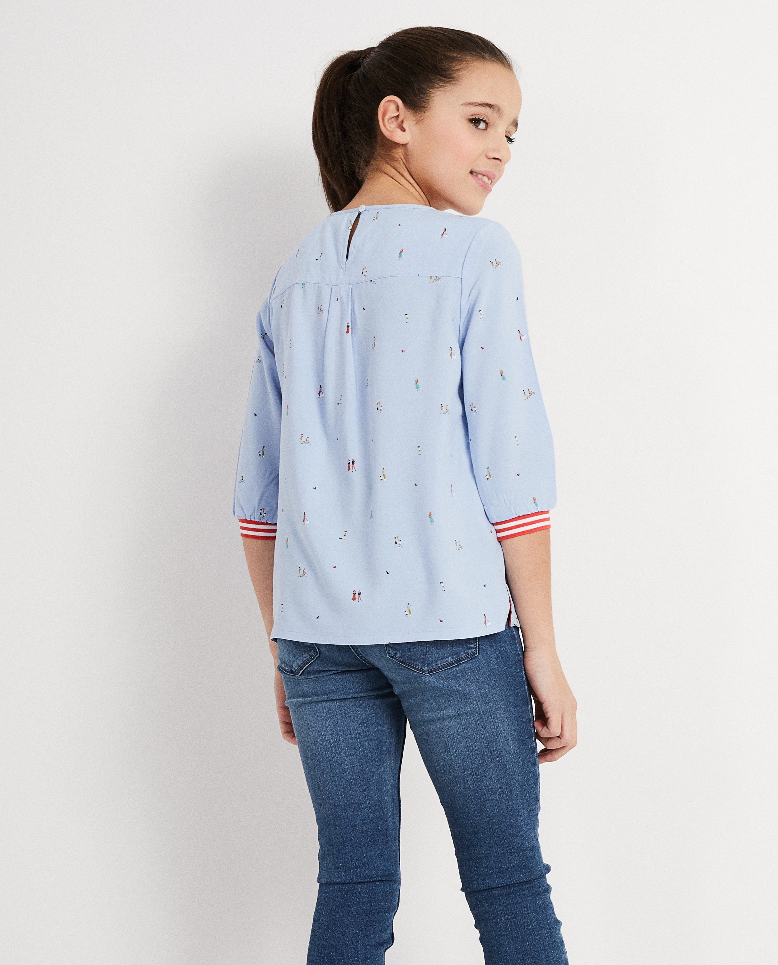 Hemden - Lichtblauwe blouse met print I AM