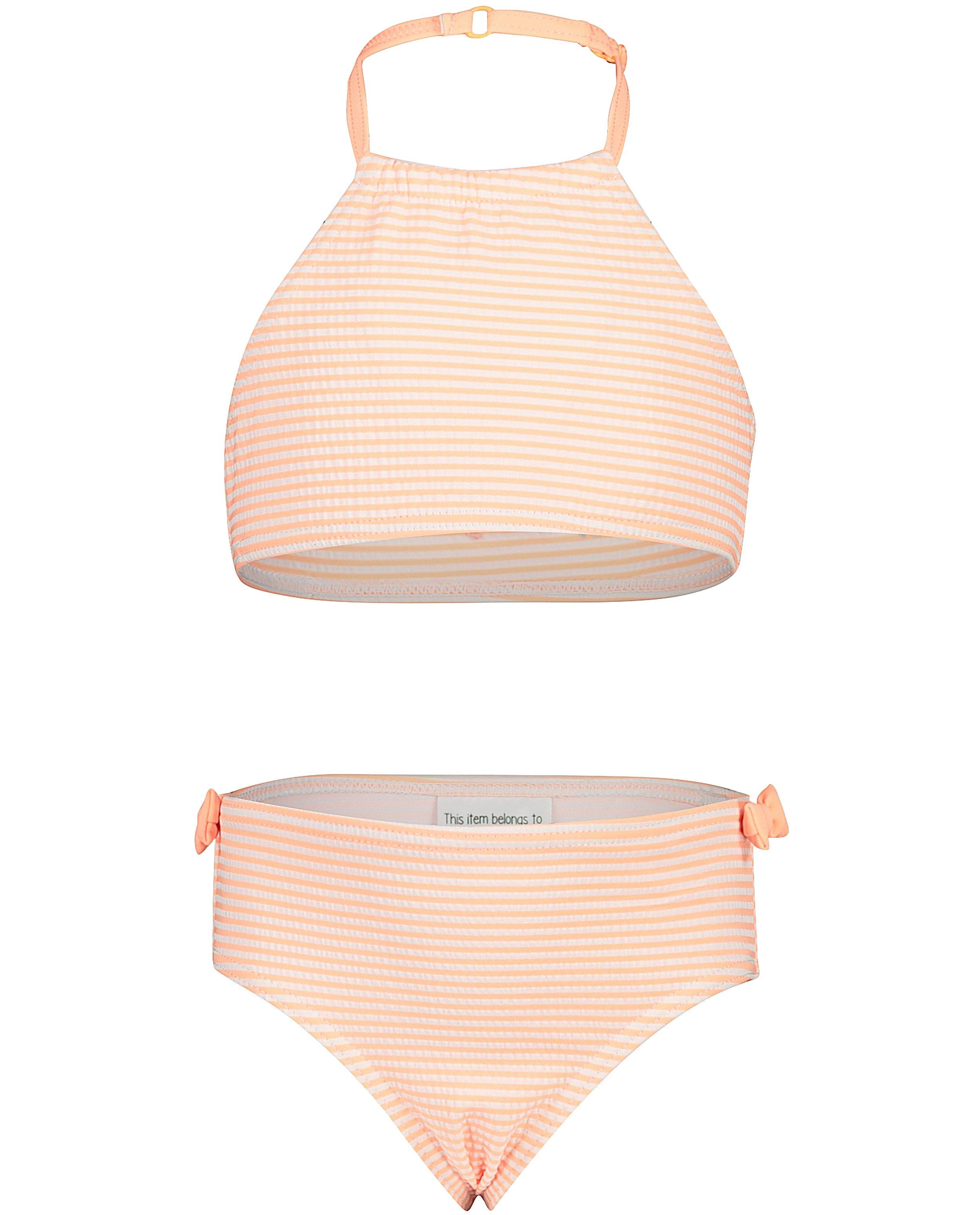 Fluo oranje bikini met strepen - haltertop - Kaatje