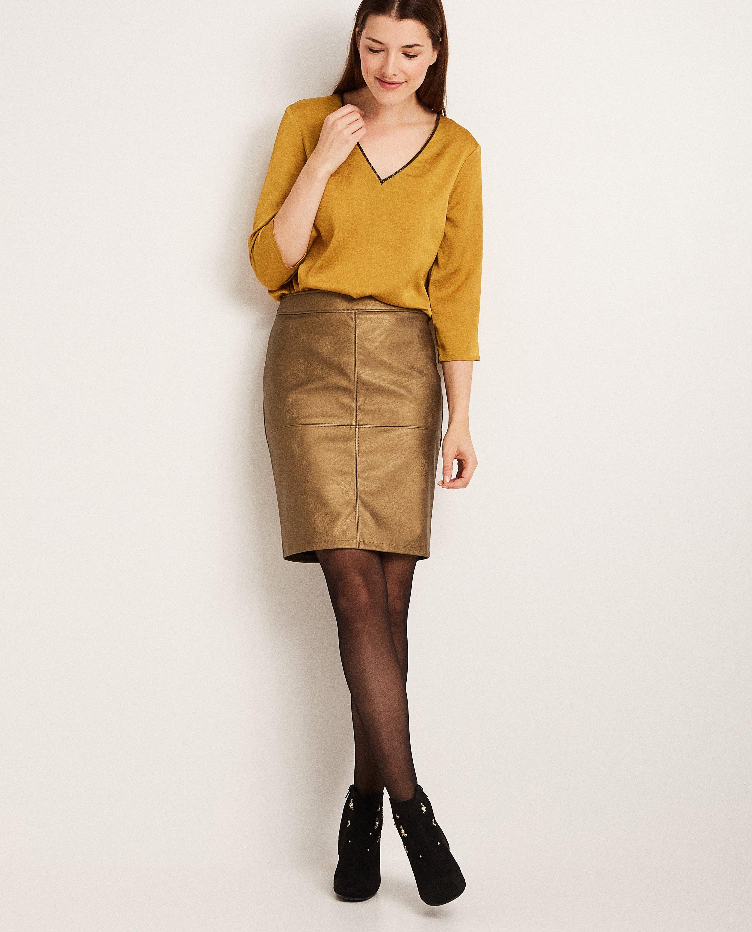 Blouse met glitter  - in okergeel - JBC