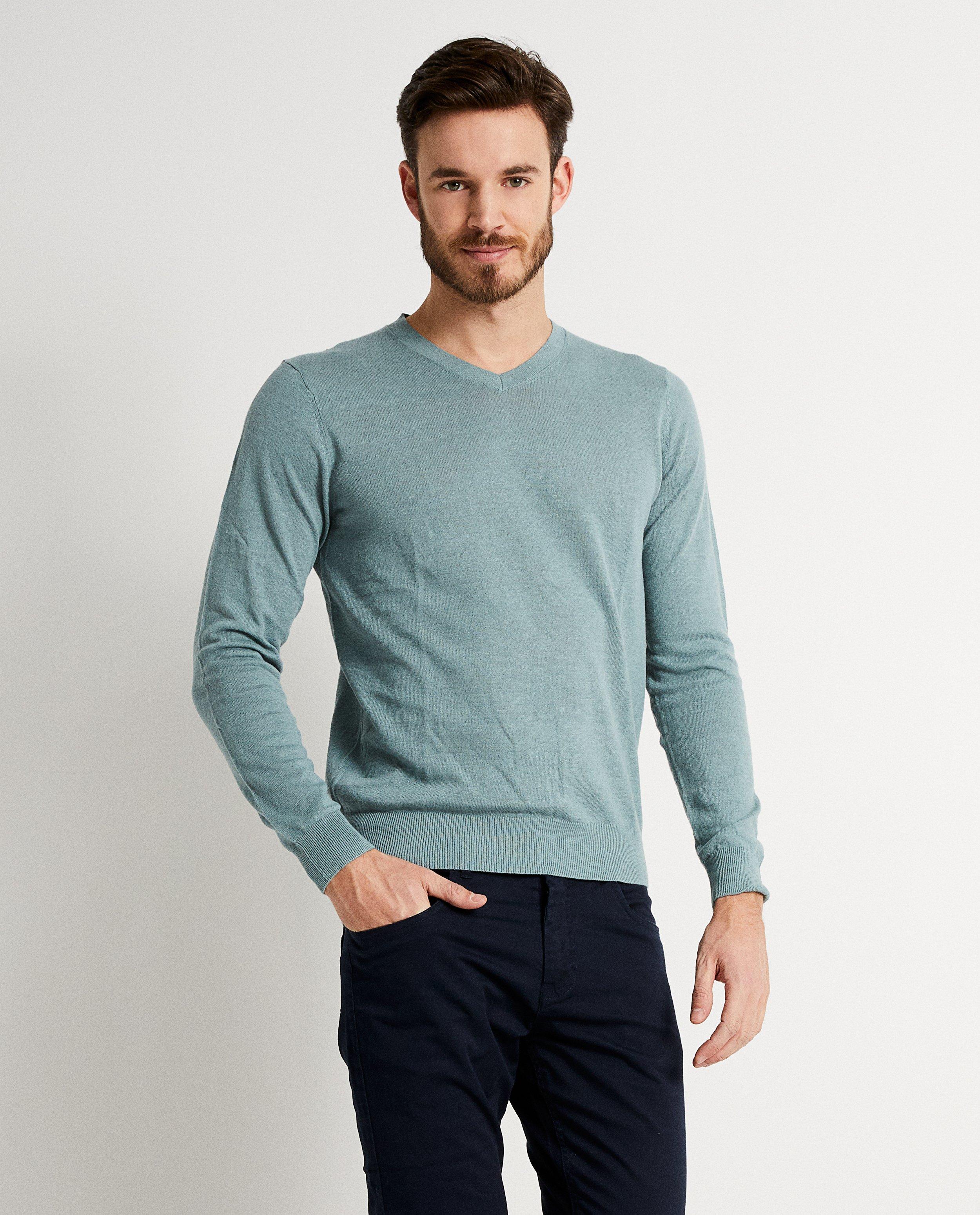 Pulls - Pull vert menthe avec col en V