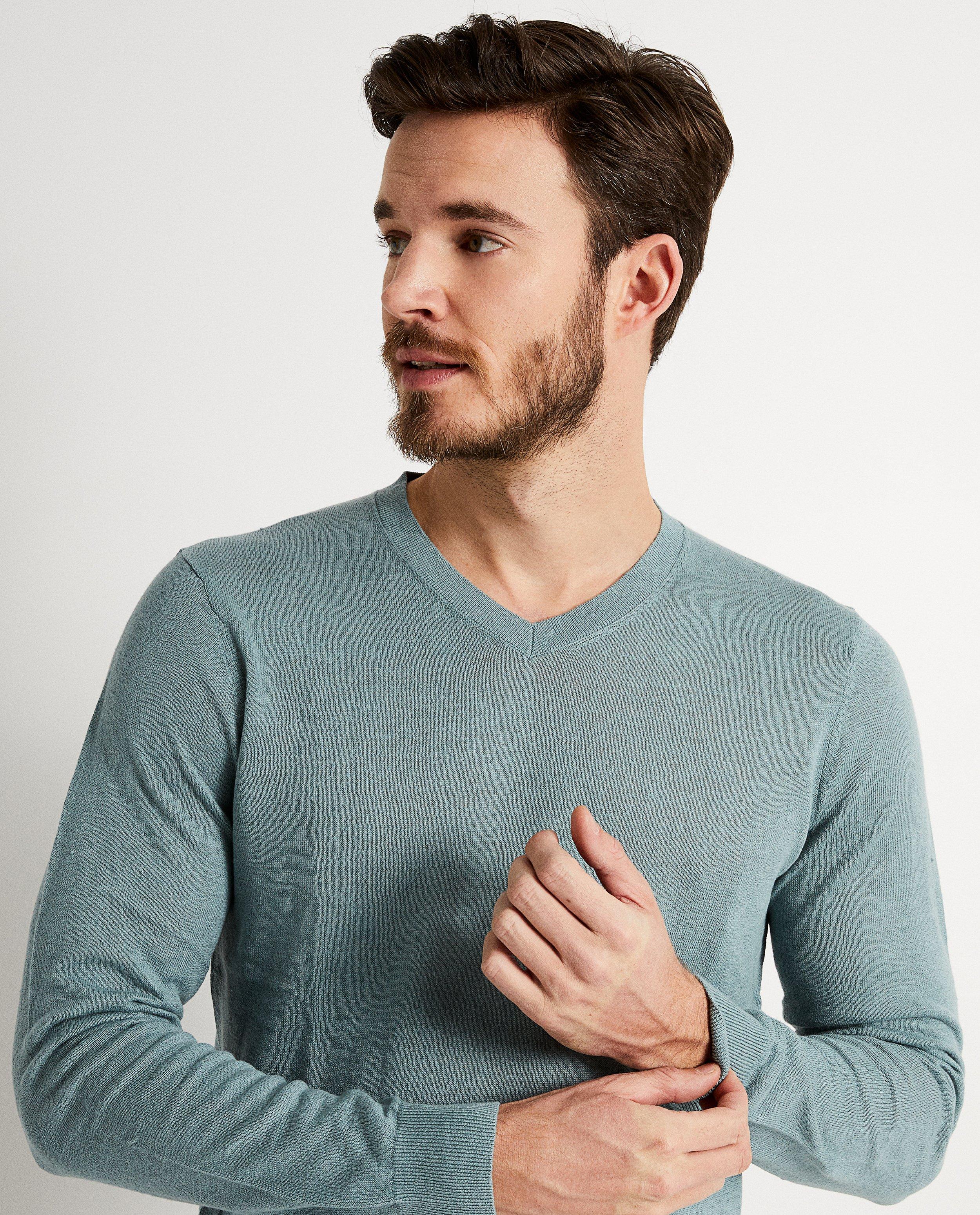 Pulls - Pull vert menthe avec col en V