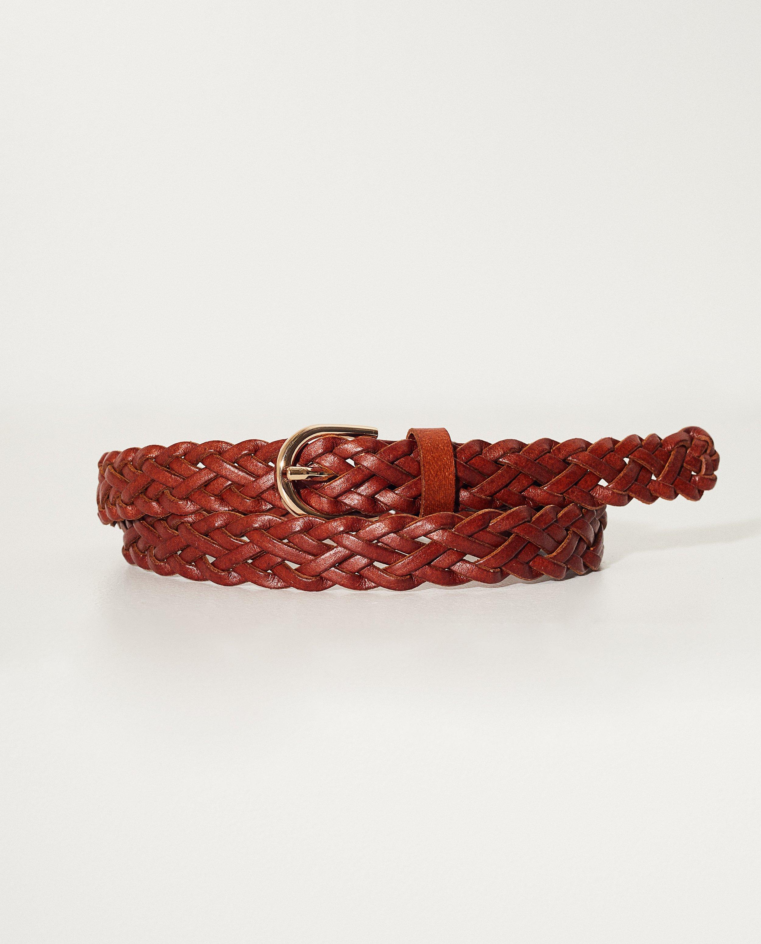 Gevlochten leren riem Pieces - met gouden gespje - Pieces