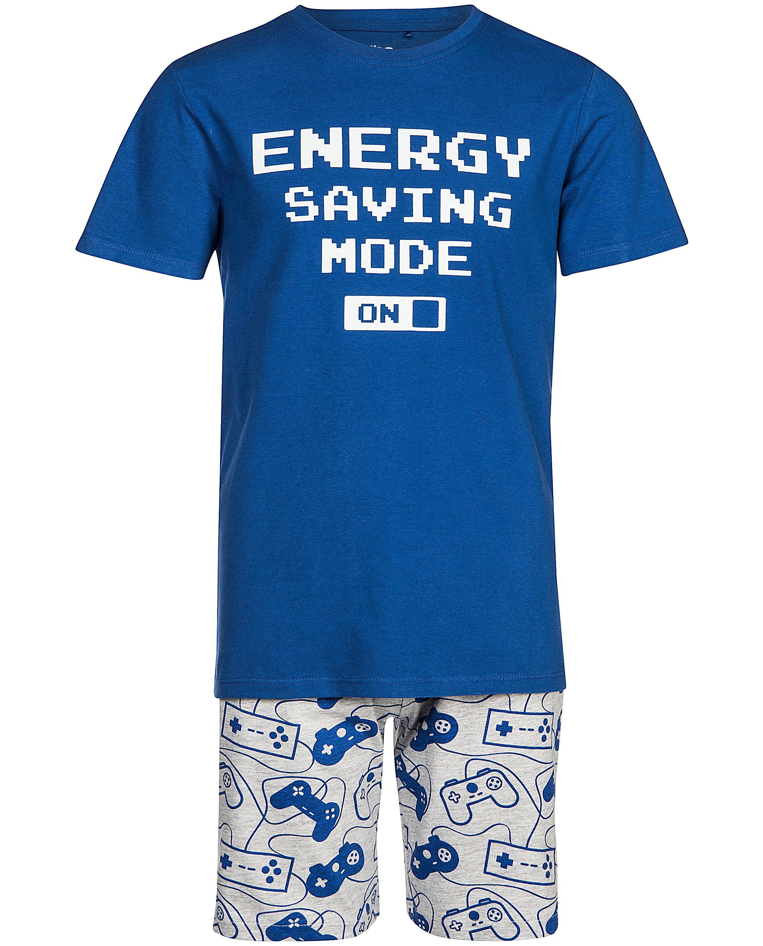 Blauwe pyjama met opschrift  - In blauw en grijs - JBC