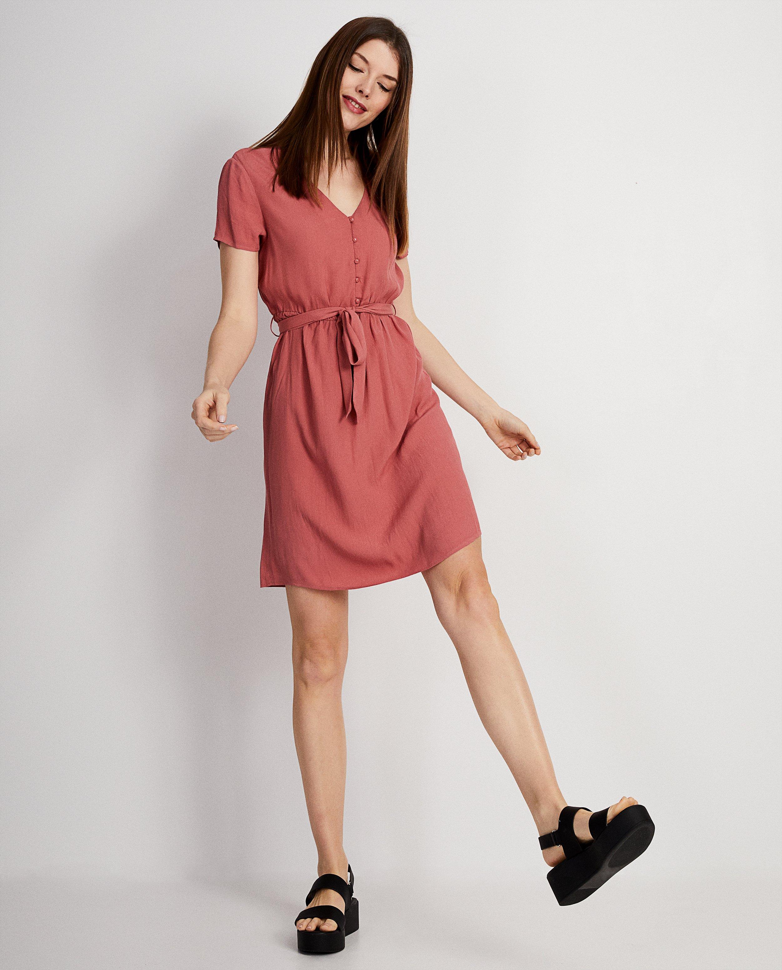 Robe rouge - ceinture à nouer - JBC