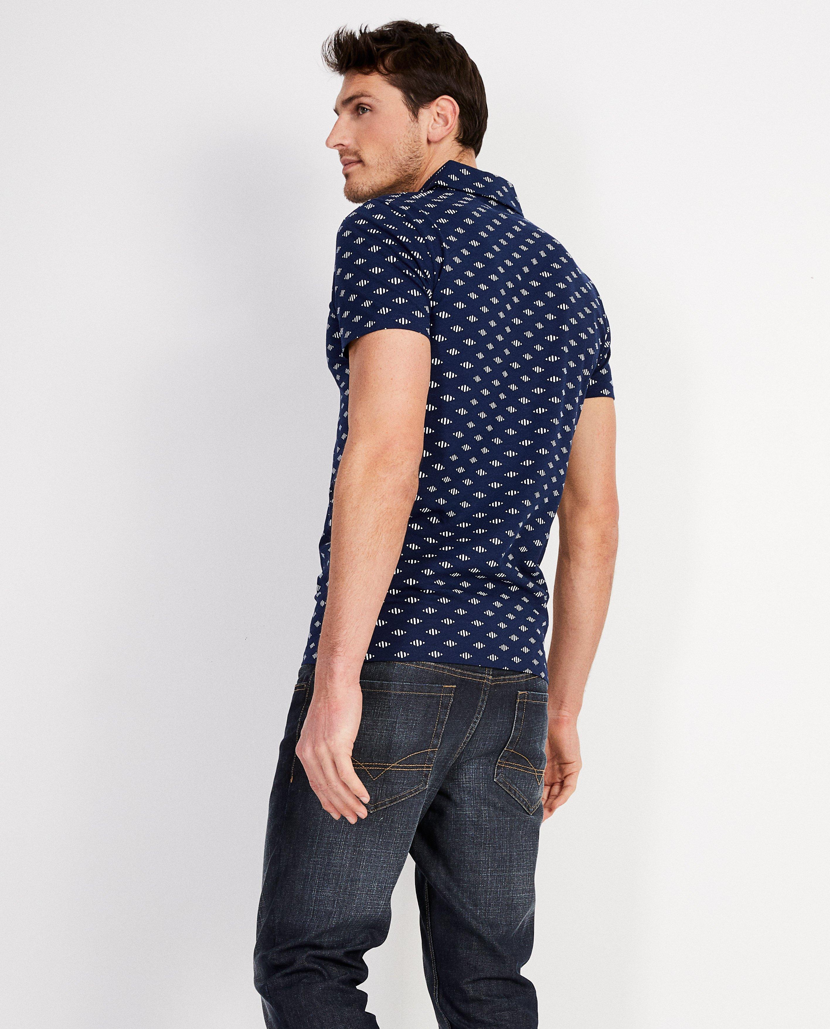 Polo's - Blauwe polo met ruitjesprint