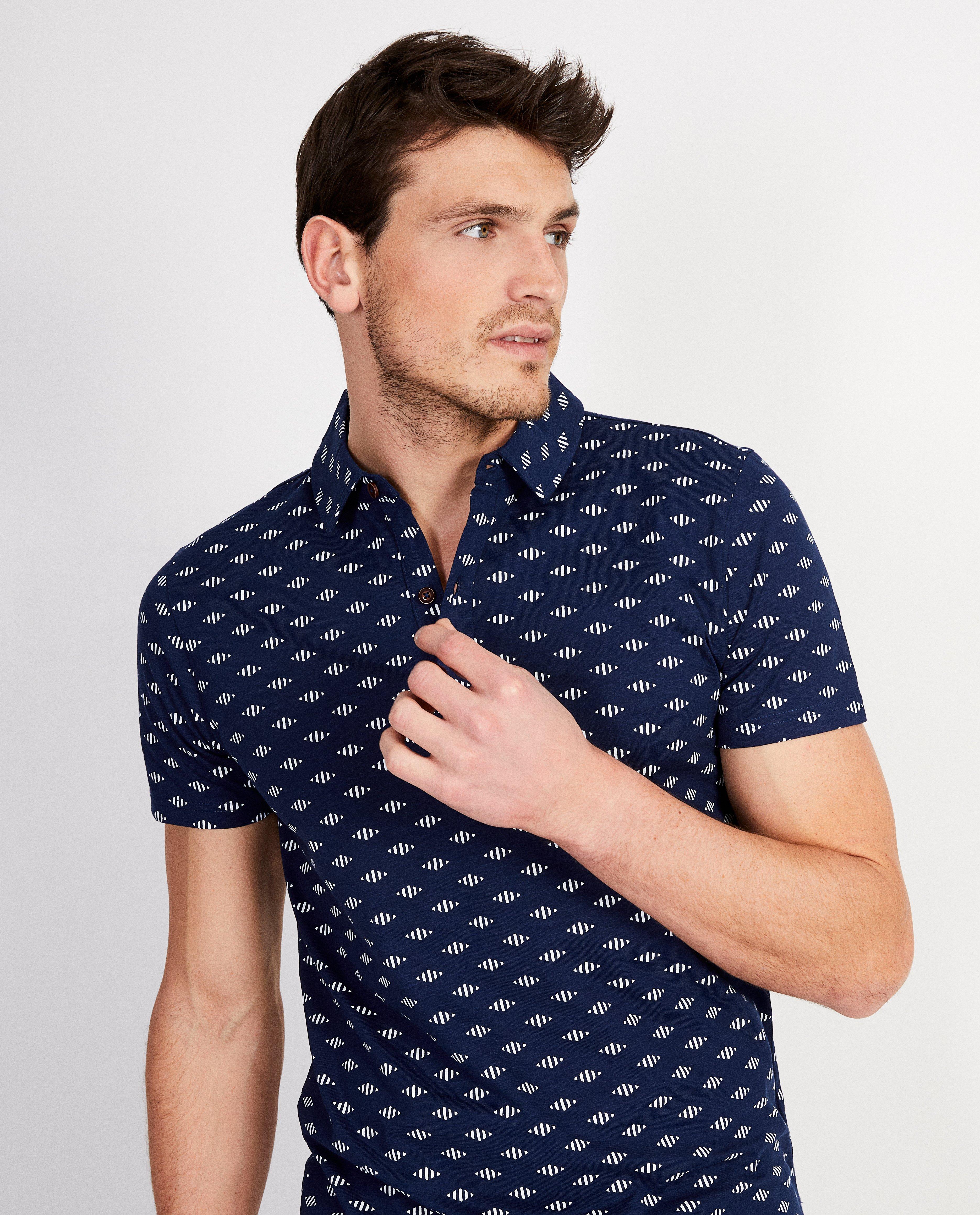 Polo's - Blauwe polo met ruitjesprint