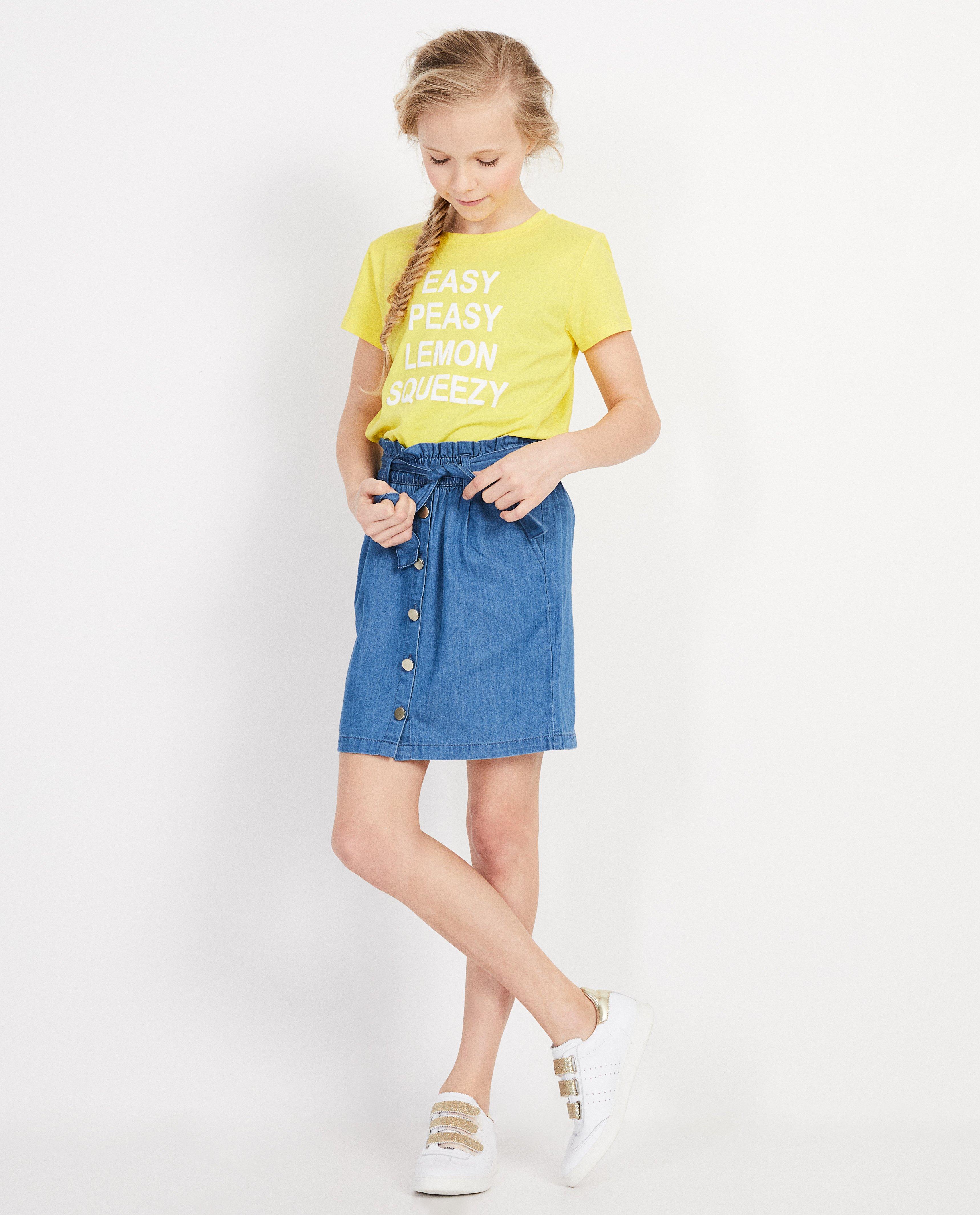 T-shirt jaune, texte blanc - imprimé spécial - JBC