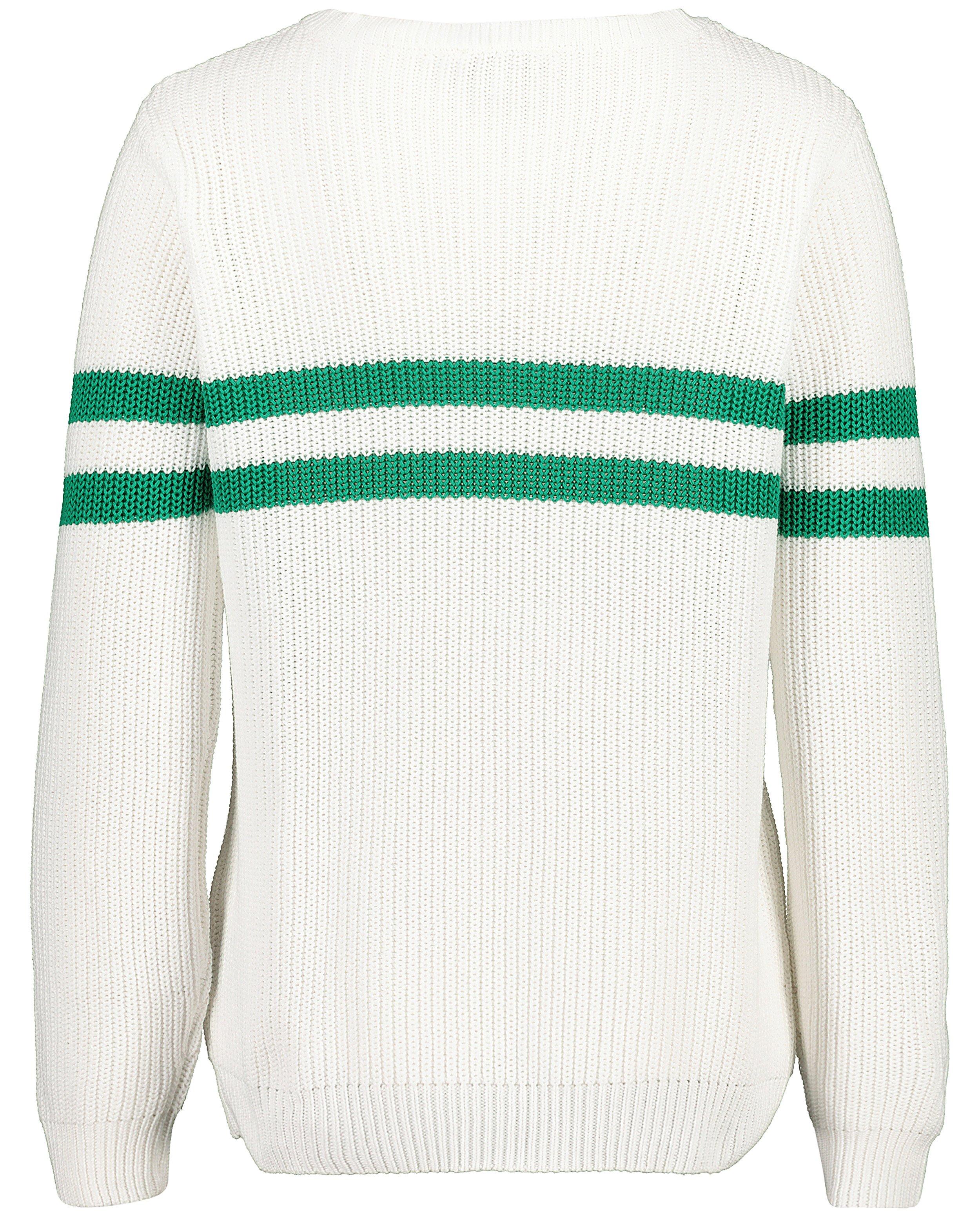 Pulls - Pull blanc à rayures vertes