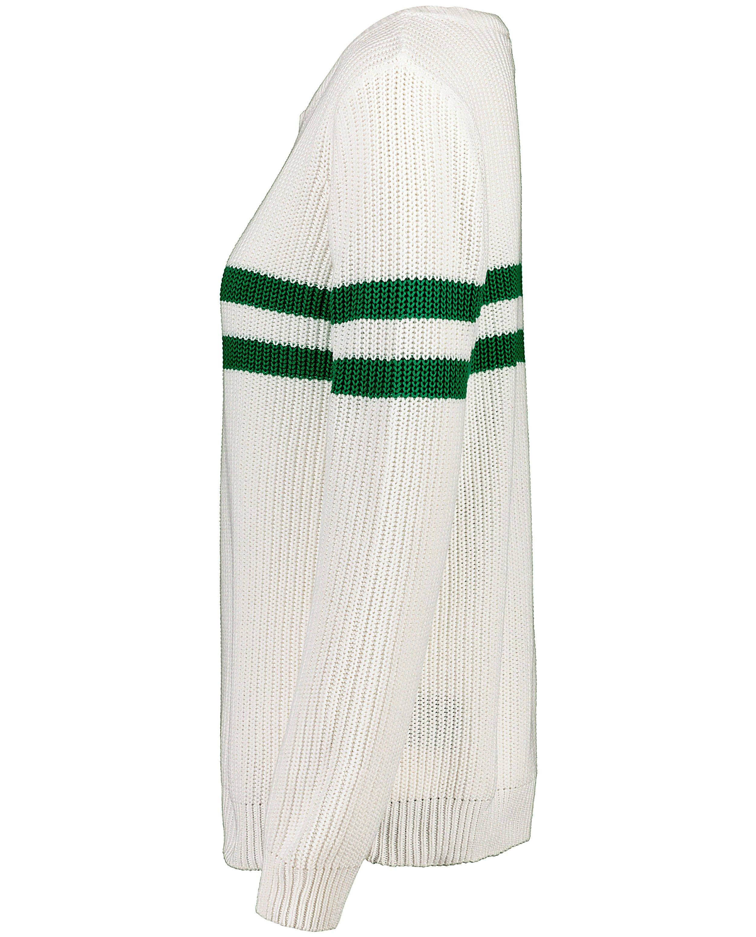 Pulls - Pull blanc à rayures vertes