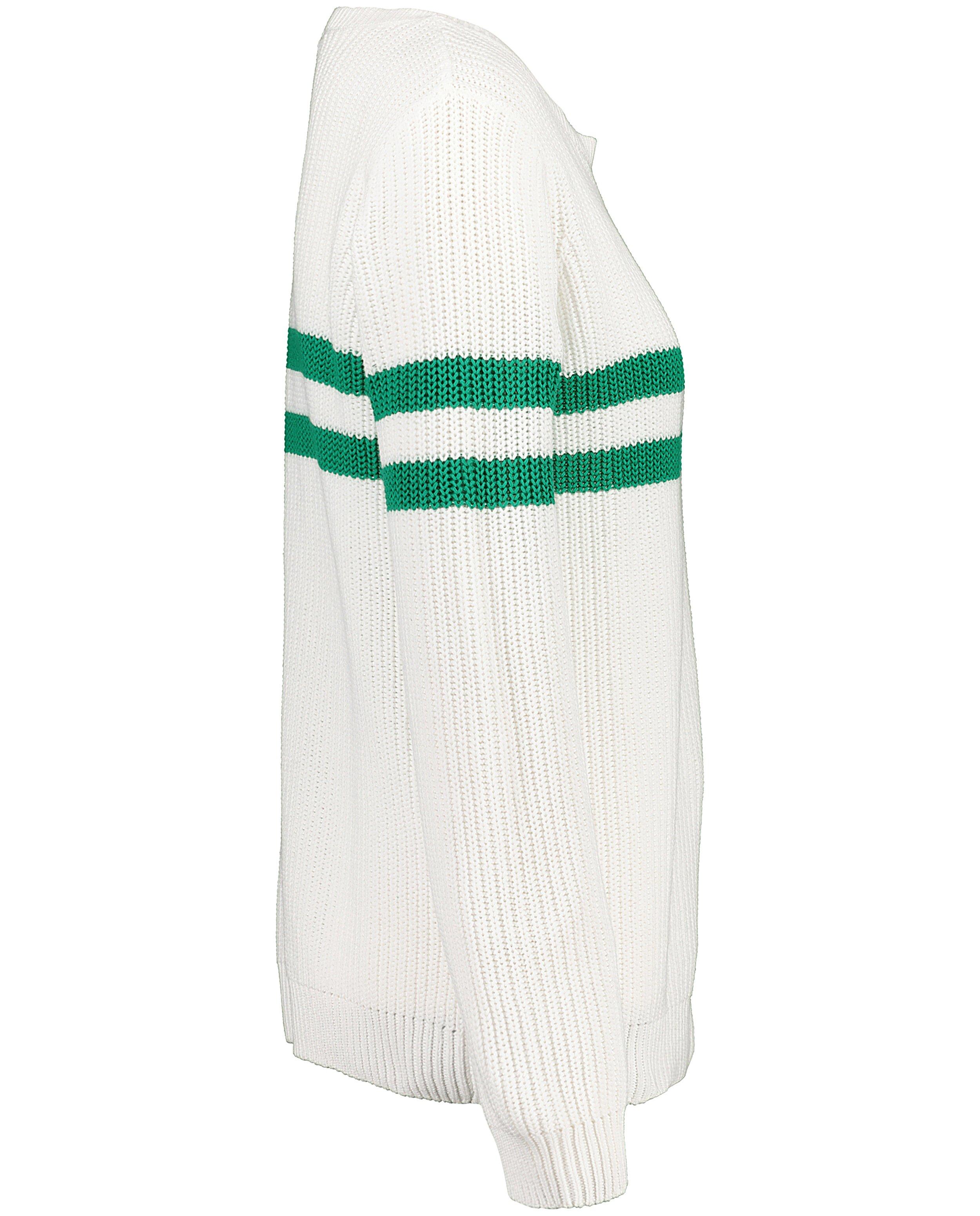 Pulls - Pull blanc à rayures vertes
