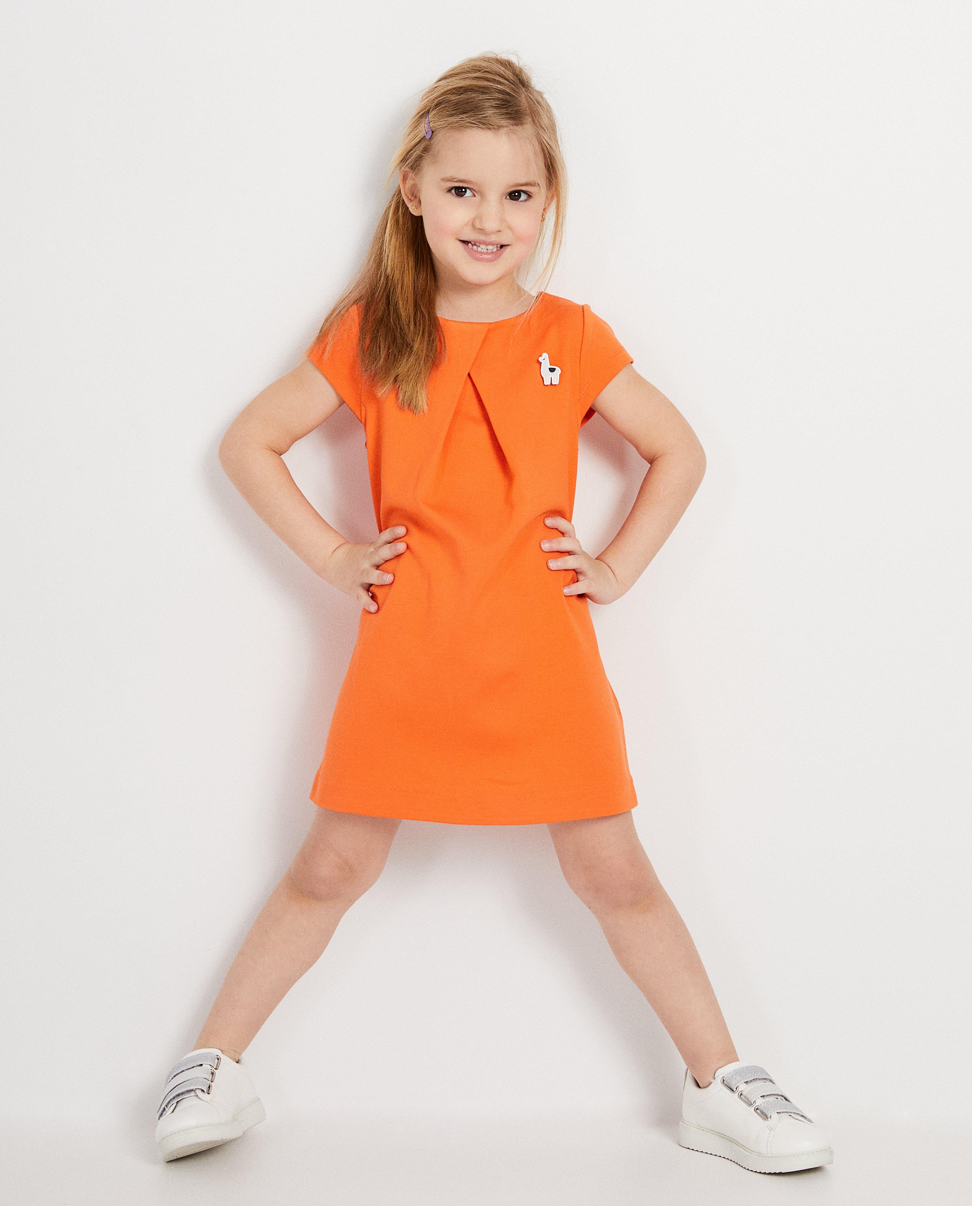 Kleedje met broche in viscose - In oranje - JBC