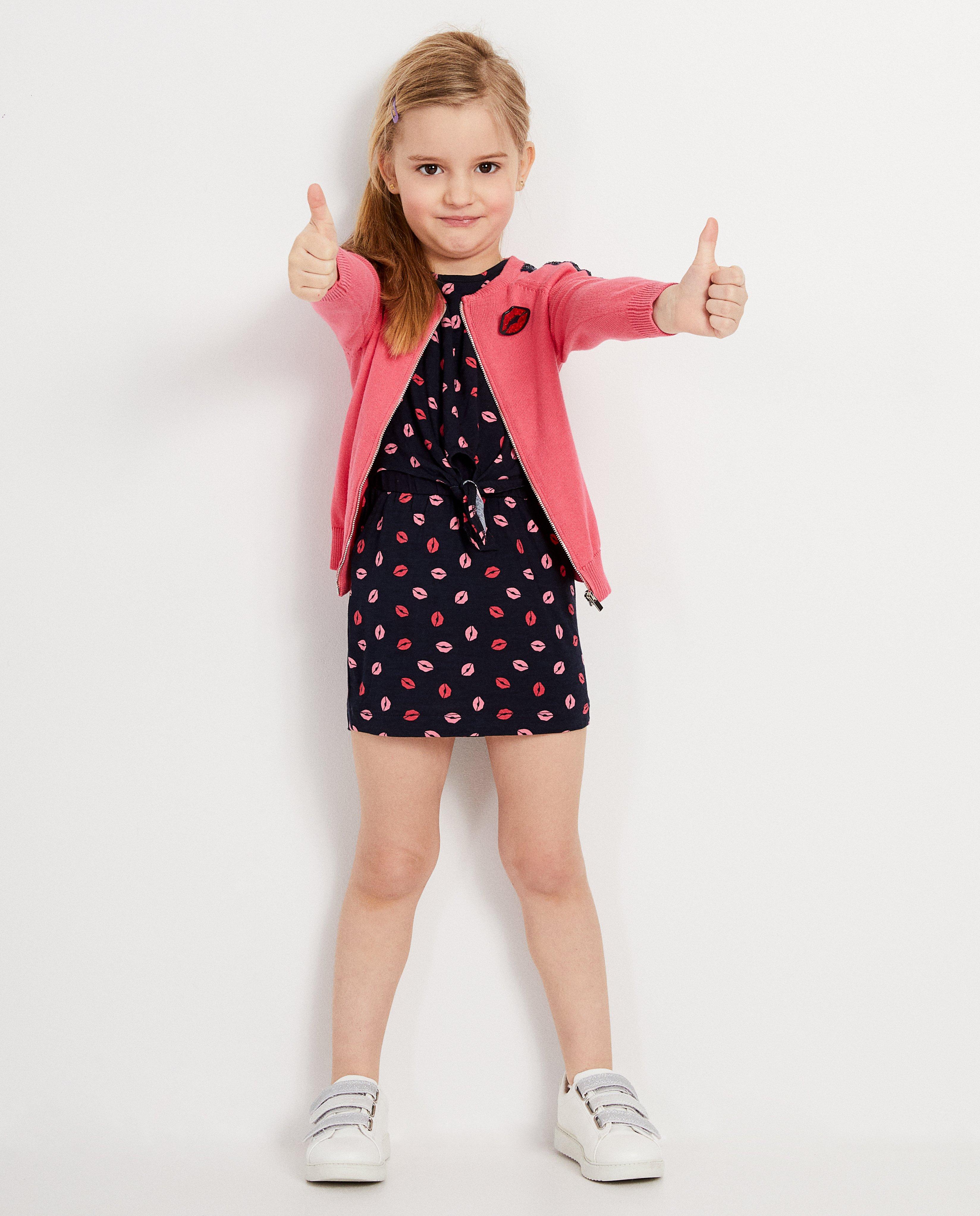 Roze vest met blauwe pailletten K3 - Met rits - K3