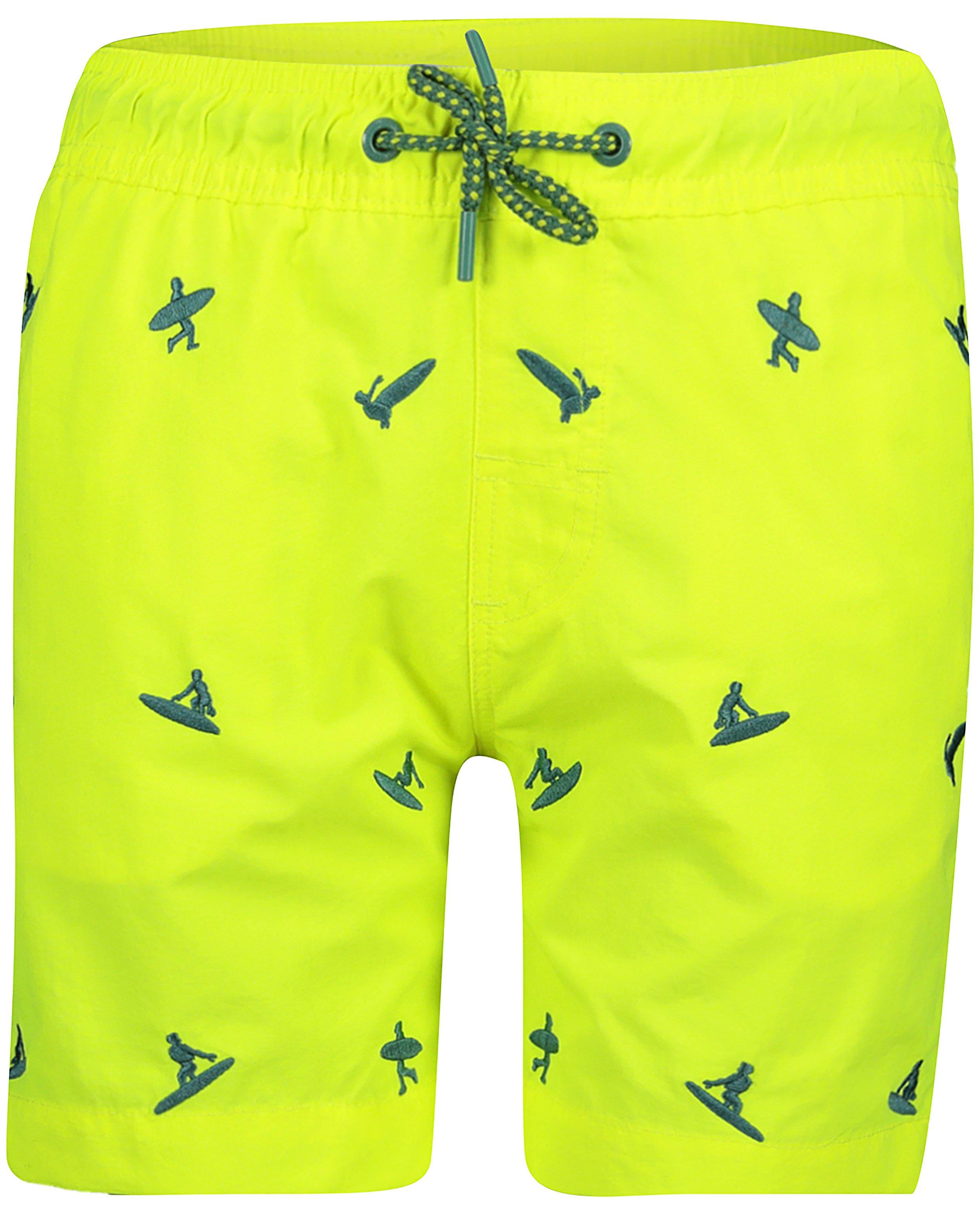 Short de natation jaune fluo - imprimé de surfeurs bleus - JBC