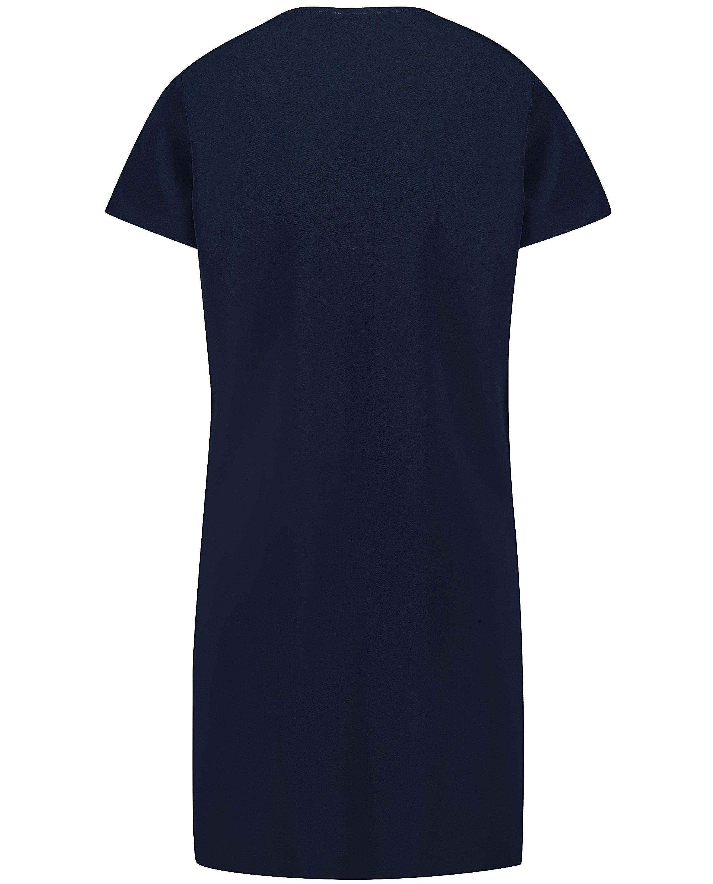 Kleedjes - Donkerblauw kleedje met constrasterende V-hals 
