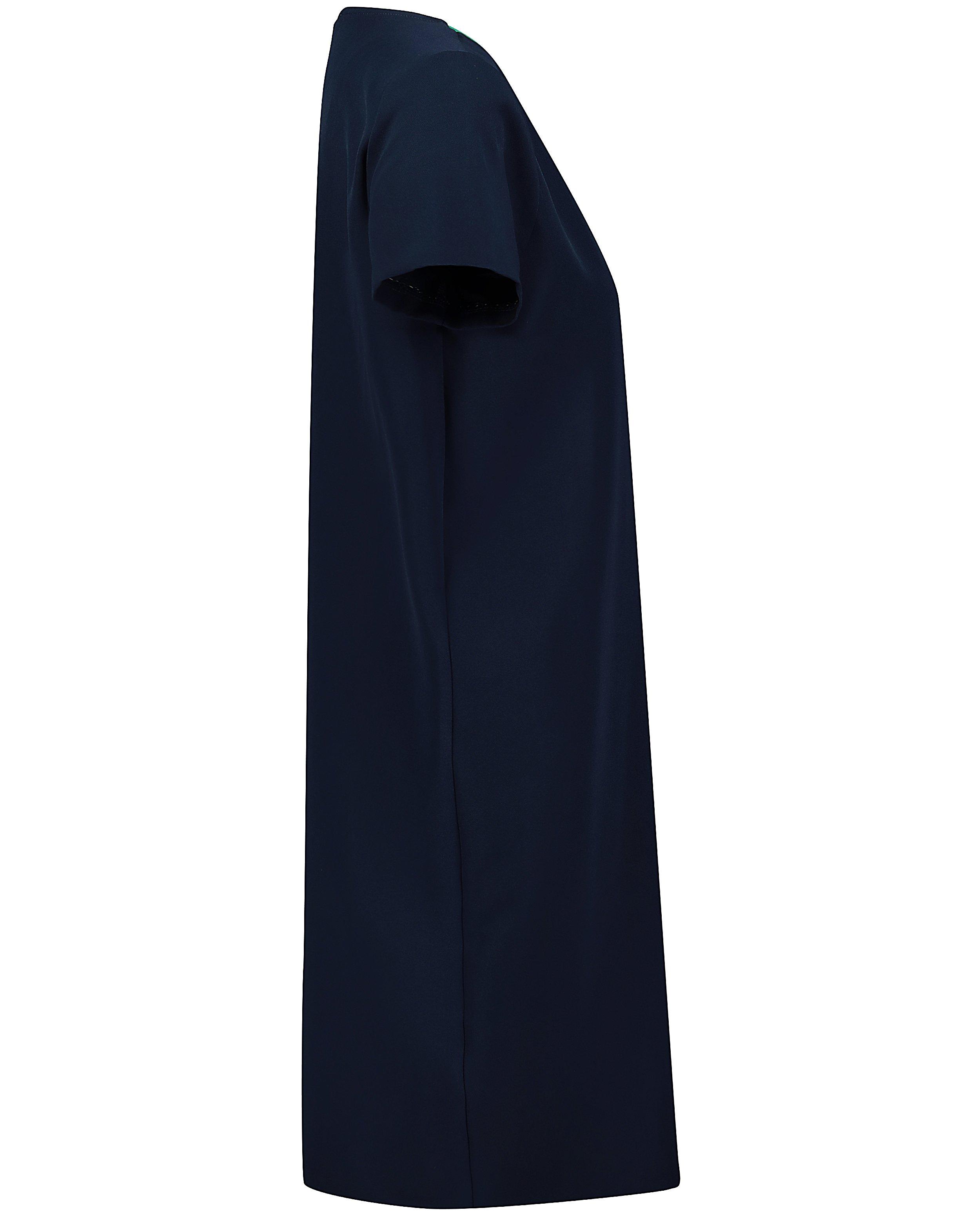 Kleedjes - Donkerblauw kleedje met constrasterende V-hals 