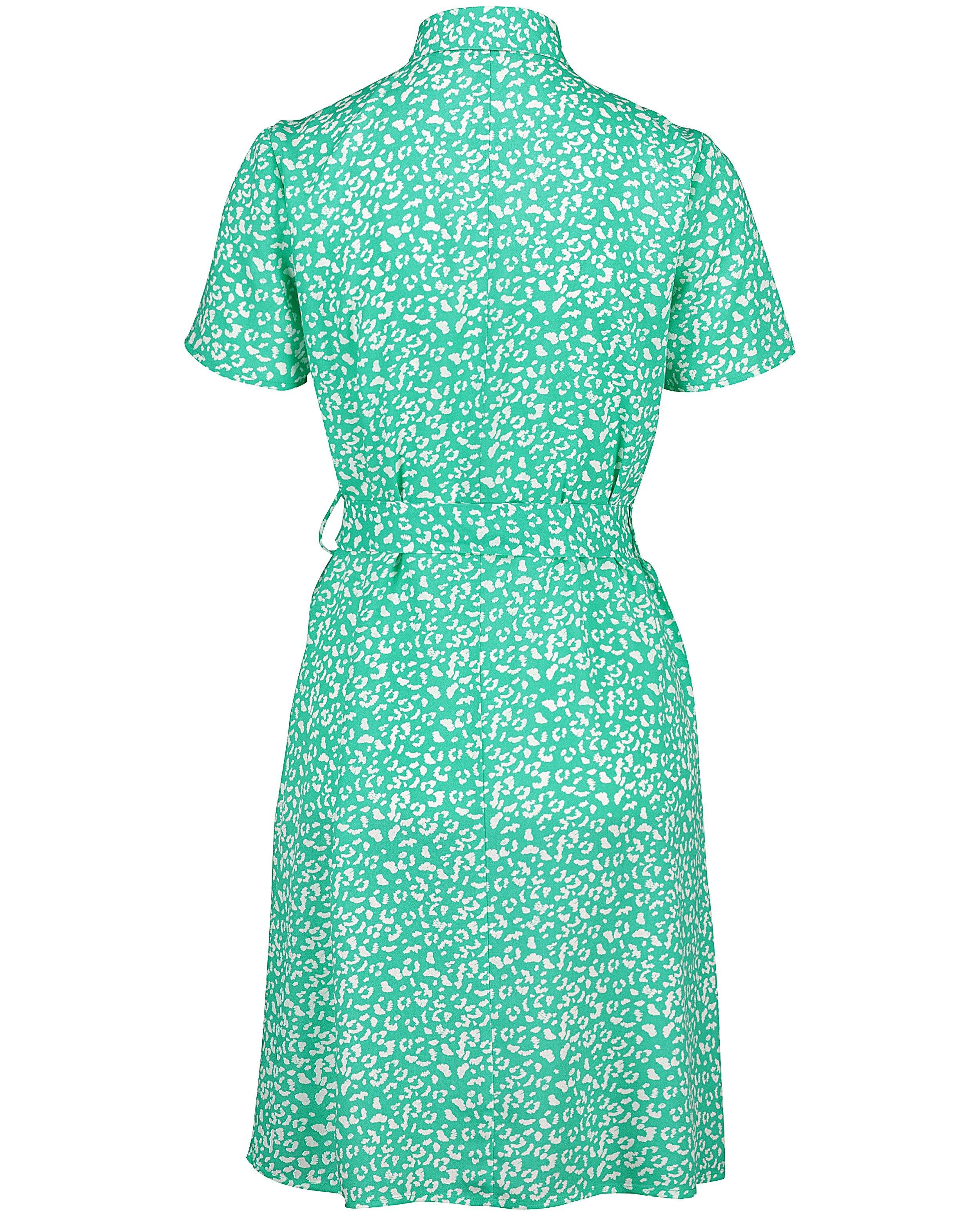 Robes - Robe vert-blanche à imprimé léopard