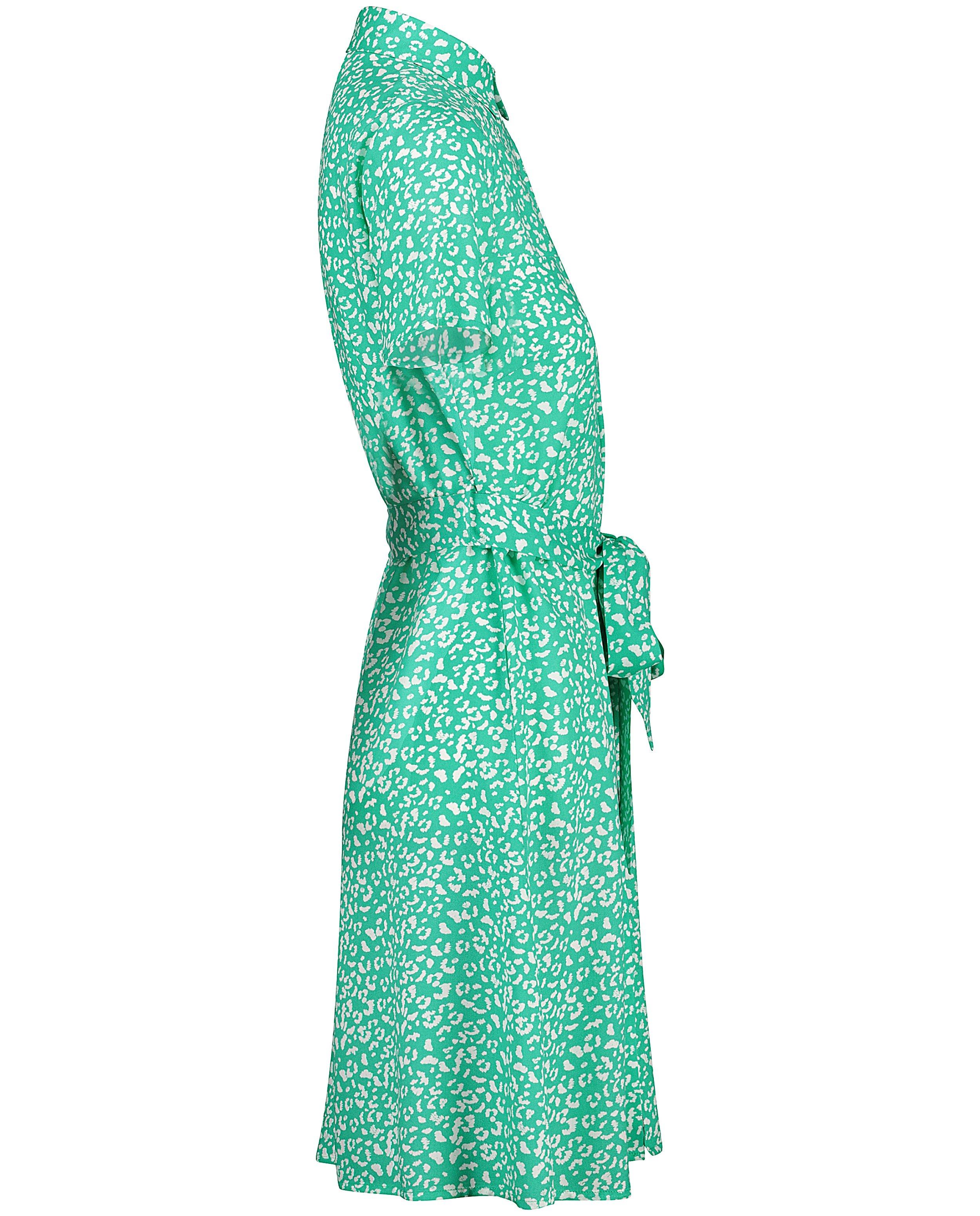 Robes - Robe vert-blanche à imprimé léopard