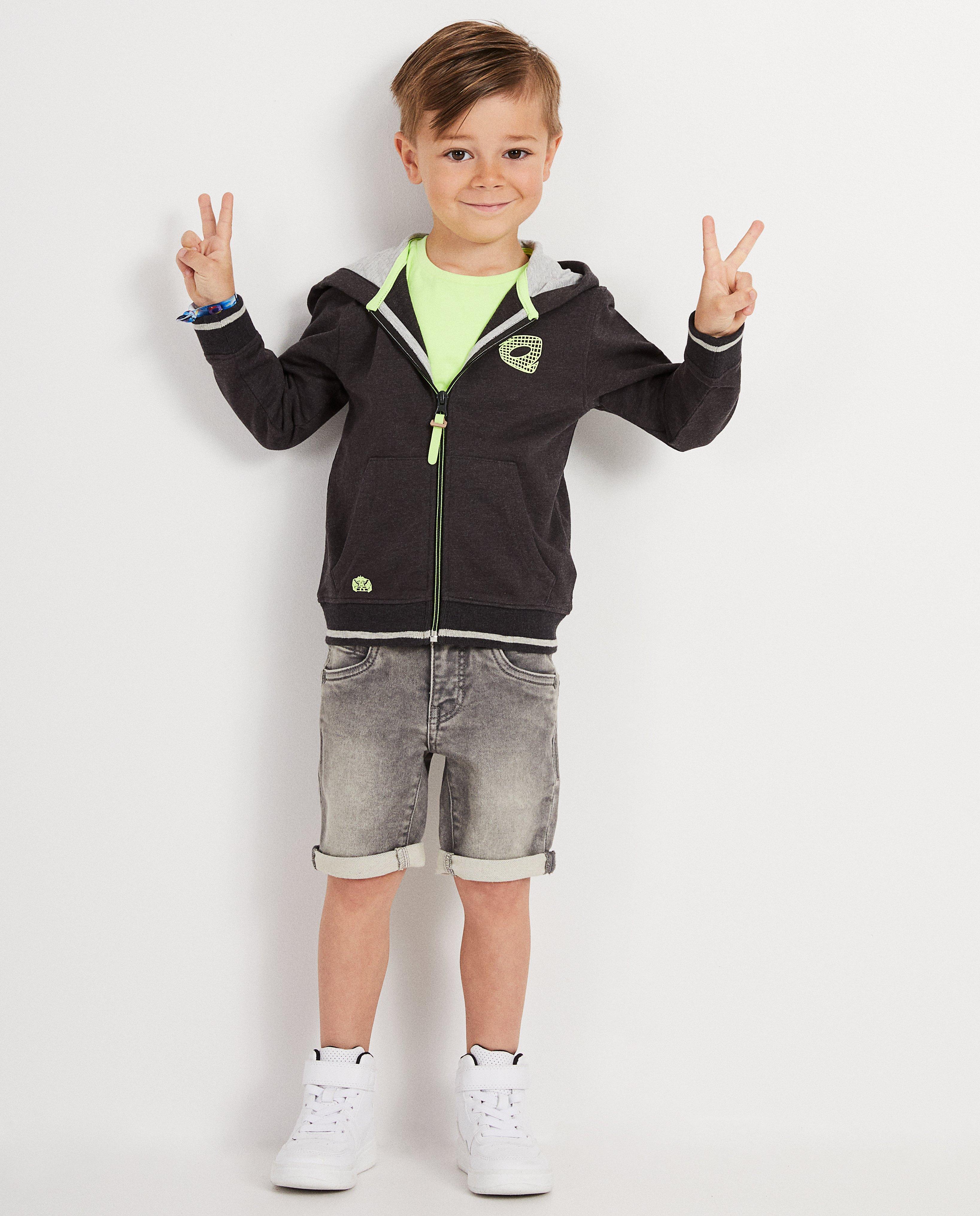 Donkergrijs vest met kap Rox - met fluo - Rox