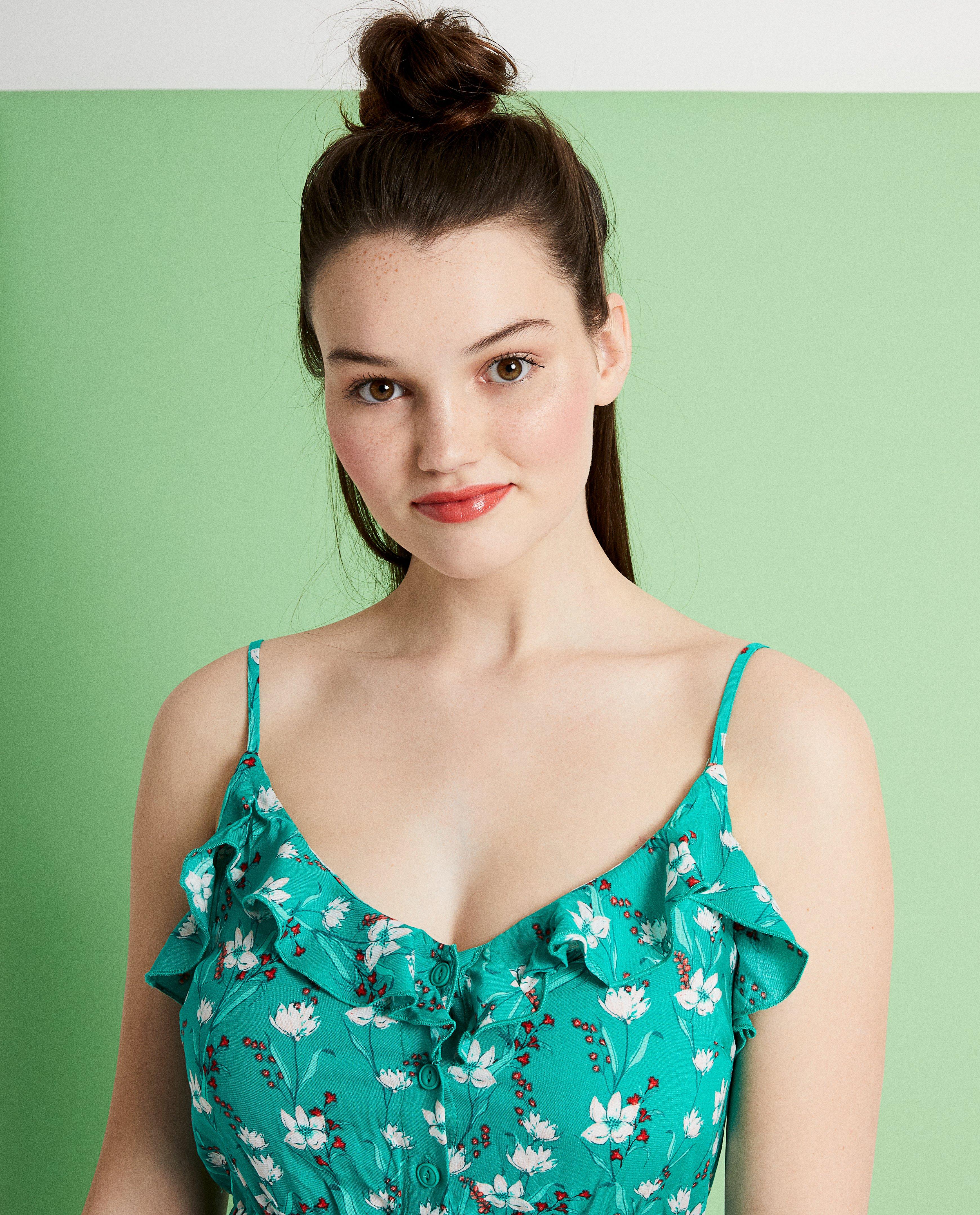 Robes - Robe verte, imprimé fleuri
