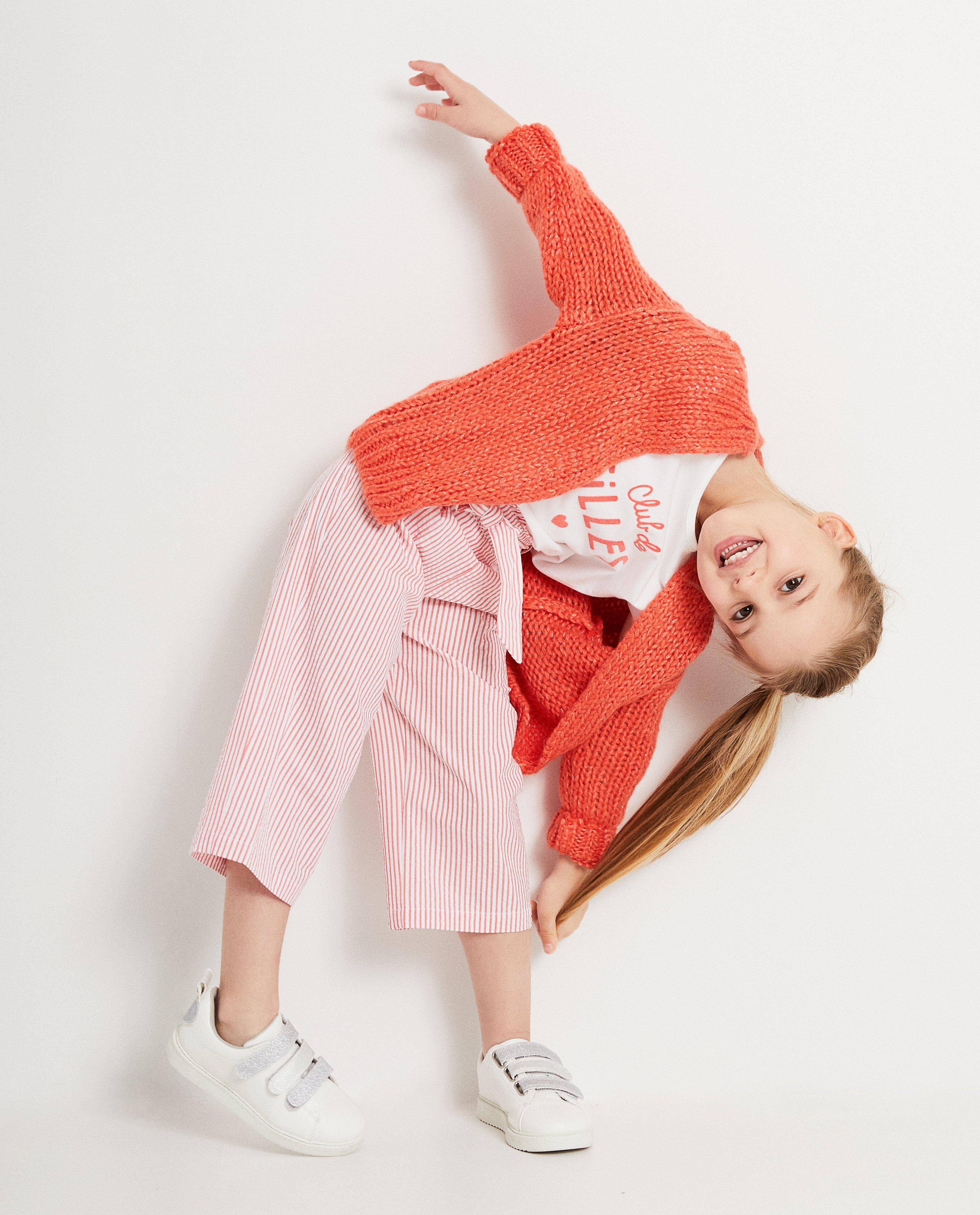 Koraalrode cardigan - met glitterdraad - JBC