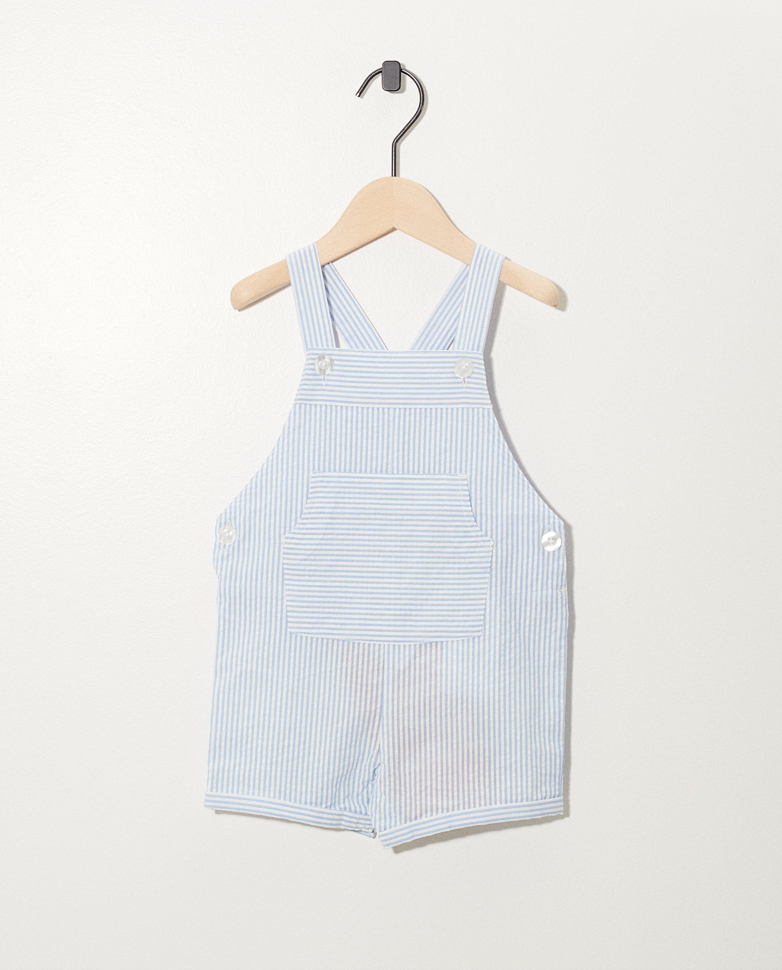 Salopette blanche à rayures bleues - petits boutons blancs - Newborn 50-68